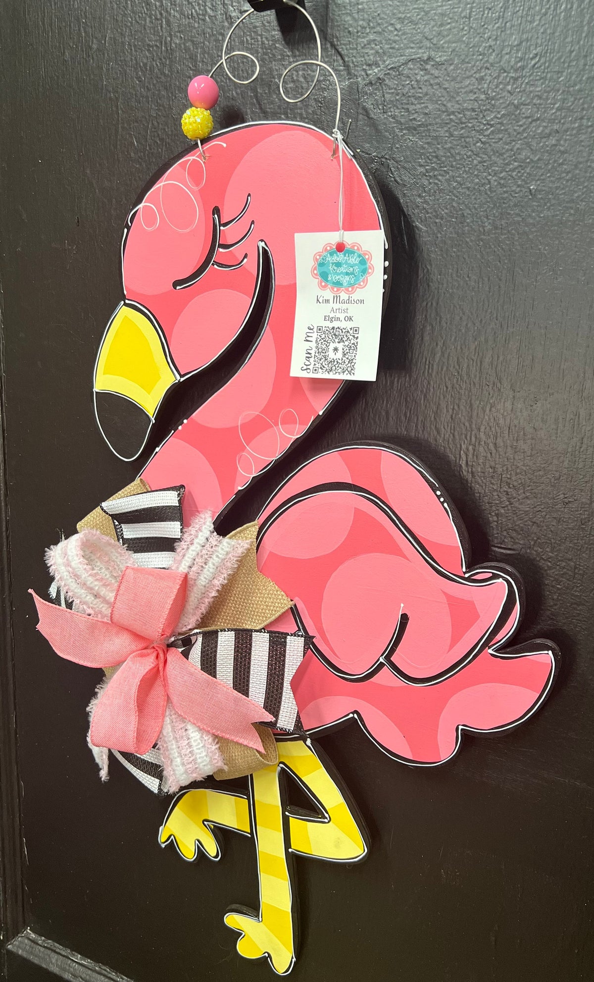 Flamingo, Beach, Summer, door hanger, Summer, 14"x23”