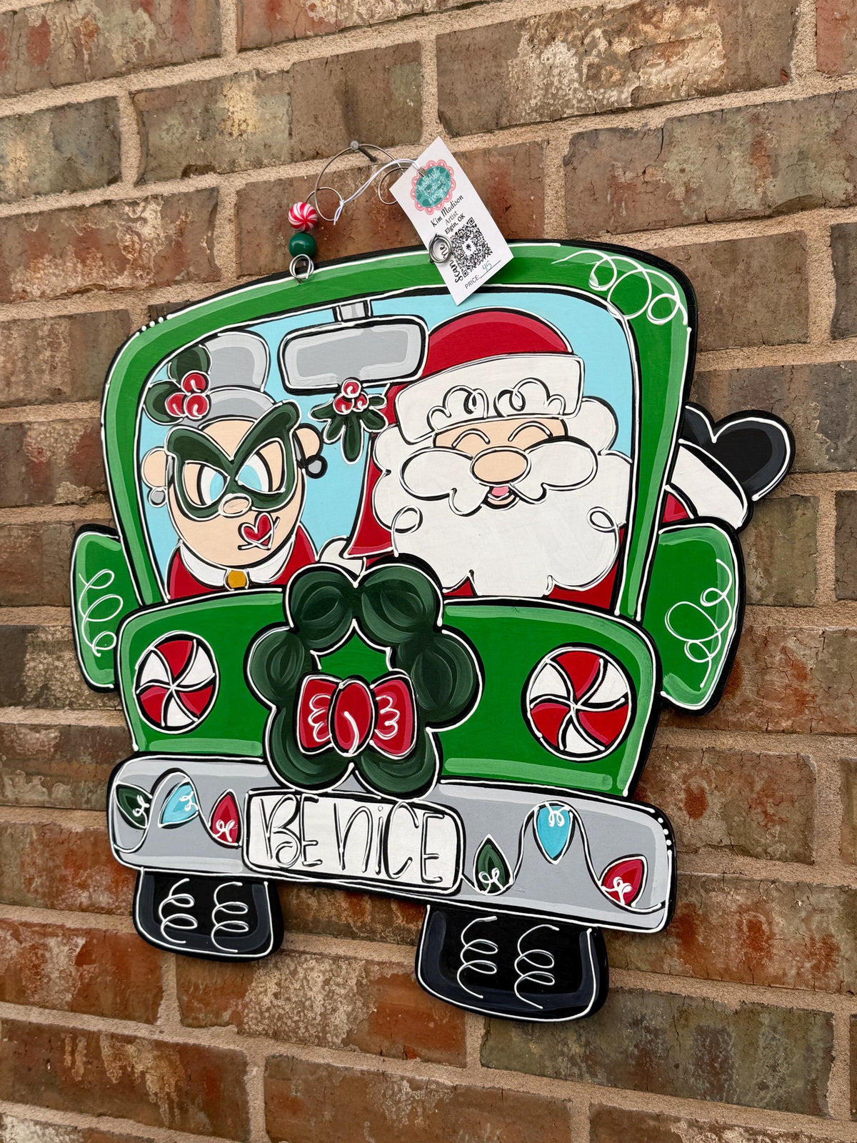 Mr & Mrs Claus Truck Door Hanger: Christmas Decor (20x21)
