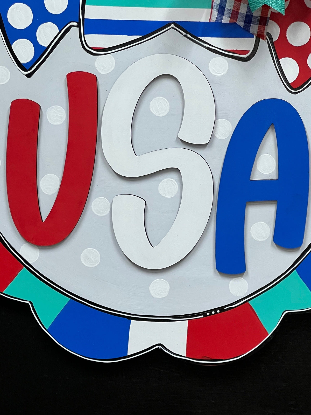 3D USA Stars Door Hanger, Patriotic Decor, 21" Round