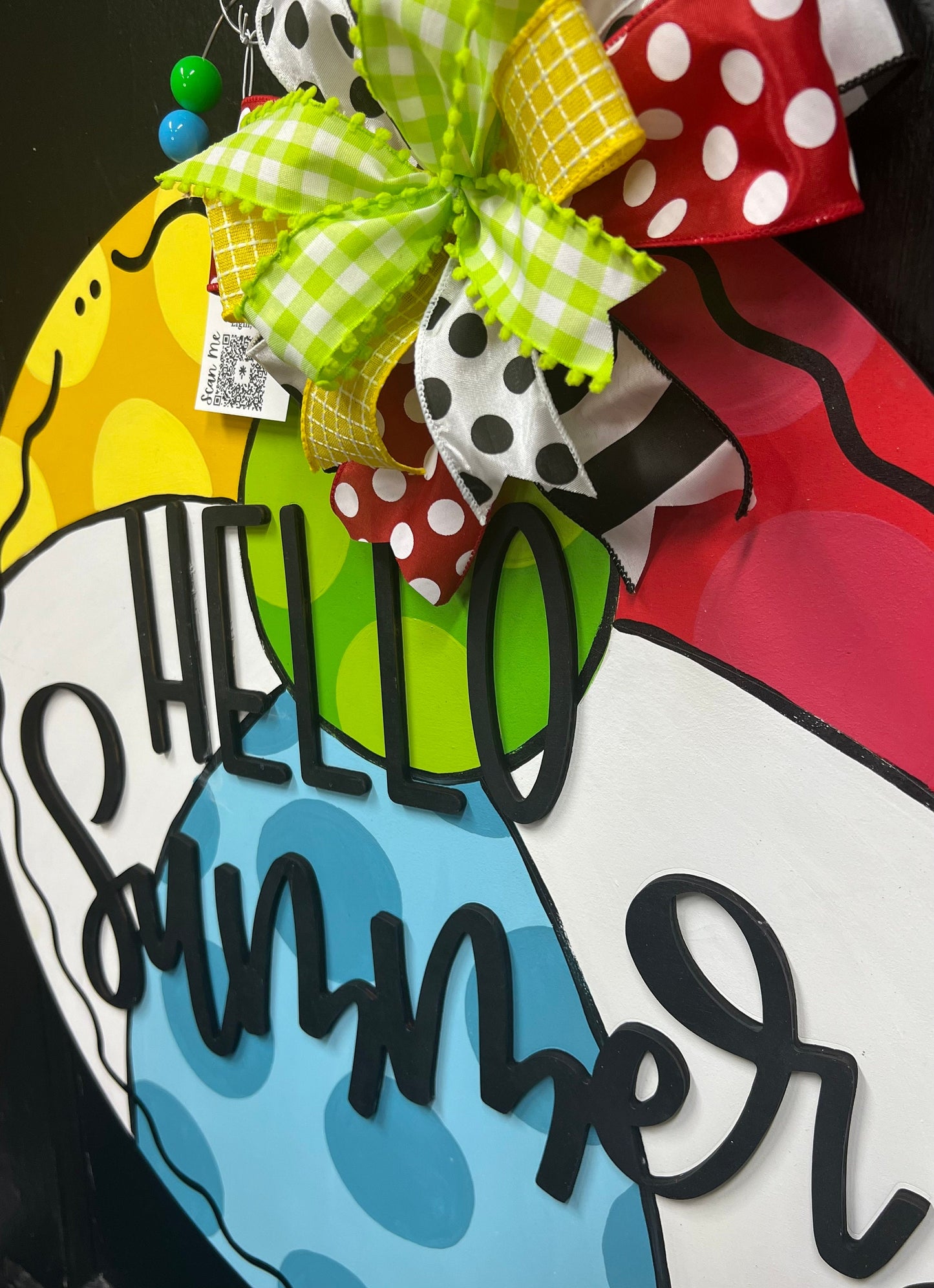 3D Hello Summer Beachball Door Hanger, 23" Round