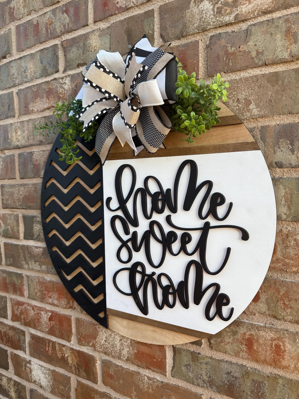 3D Chevron Home Sweet Home Door Hanger, Everyday Decor (20" Round)