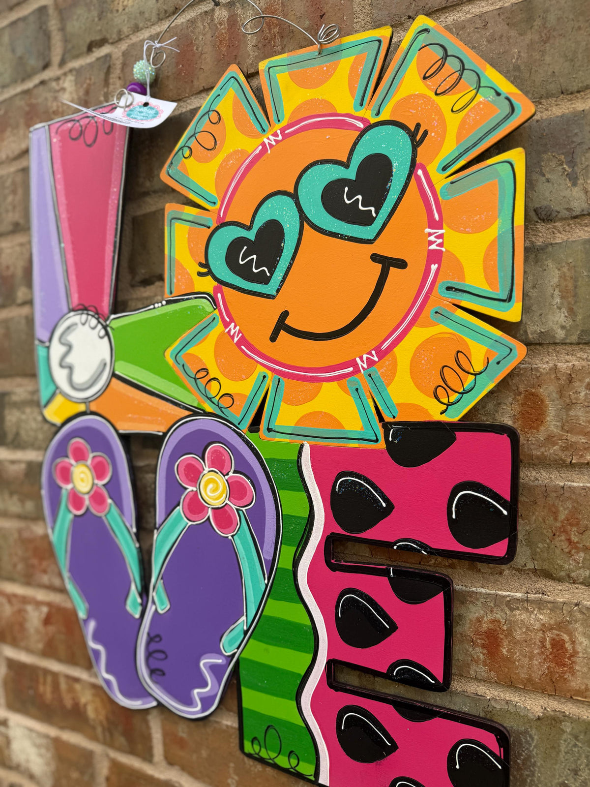Summer LOVE Door Hanger, Painted Birch, Summer Decor, 19"x23