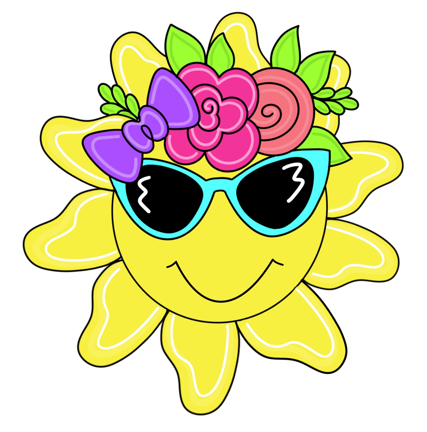 Sun with Flowers - Painted Beauty Designs