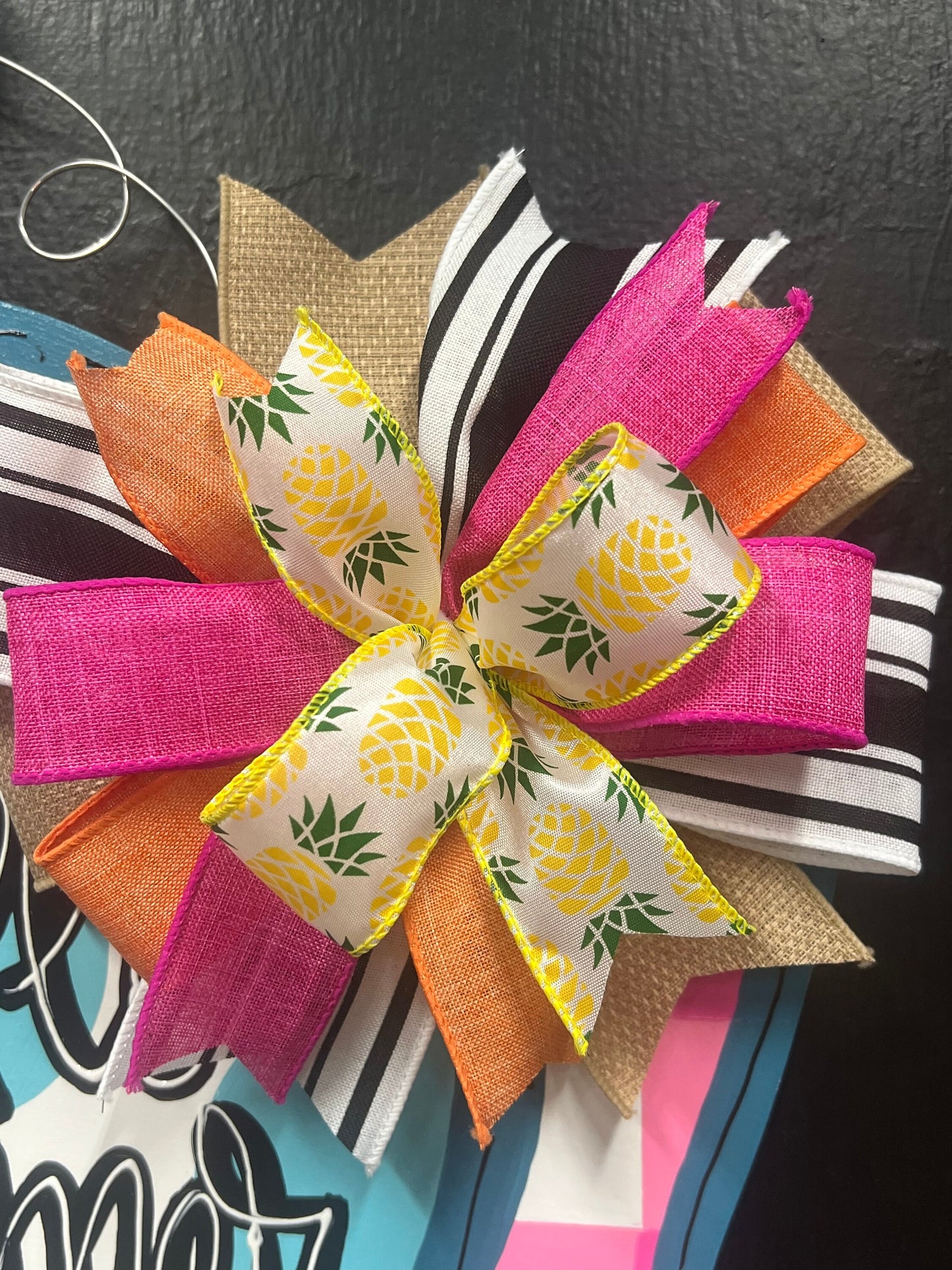 Hello Summer Flamingo Pineapple Door Hanger, Beach Decor