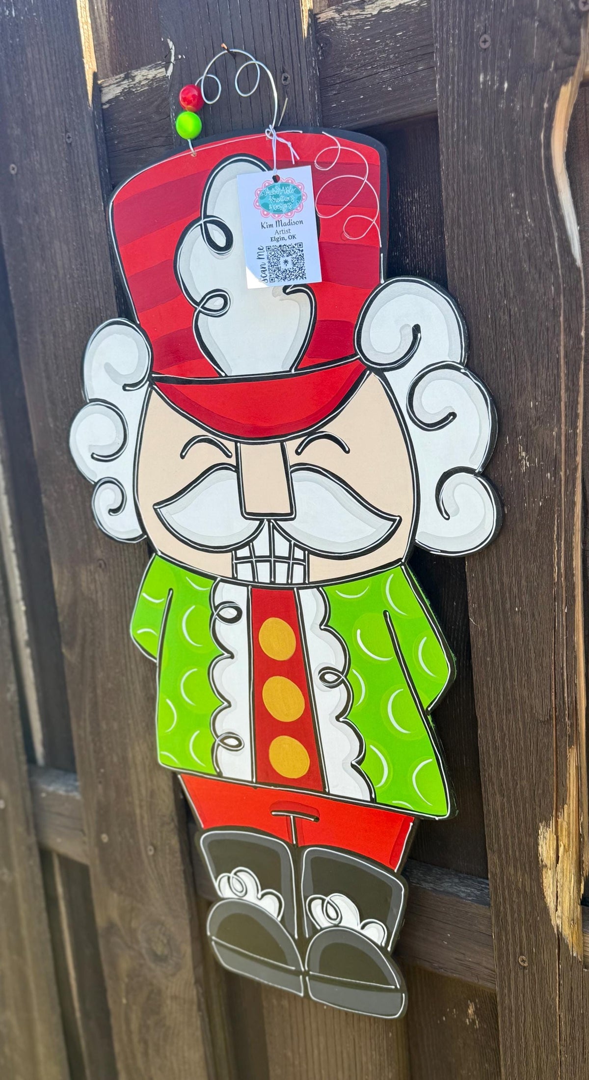 Hand Painted Nutcracker Door Hanger, Christmas Decor (16”x30")