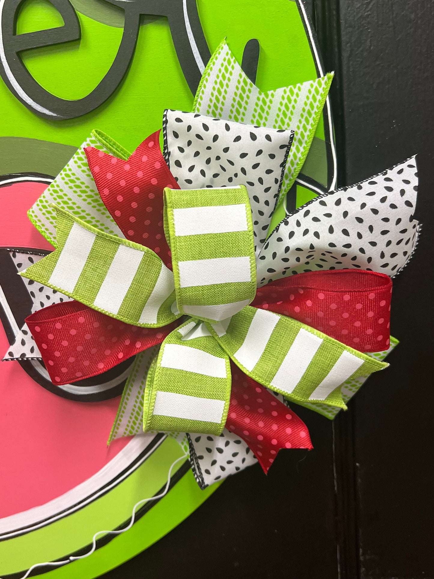 Hello Summer Watermelon Door Hanger, 22" Round, 3D Wood Sign