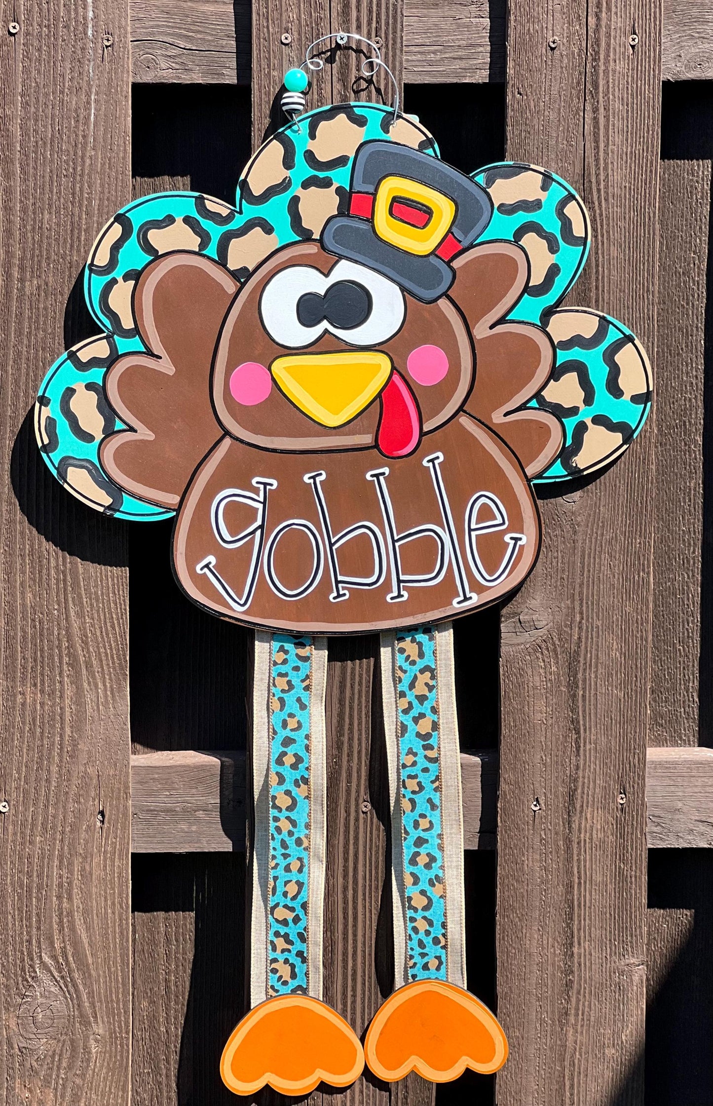 Hand-Painted Turkey Door Hanger - Thanksgiving Fall Decor