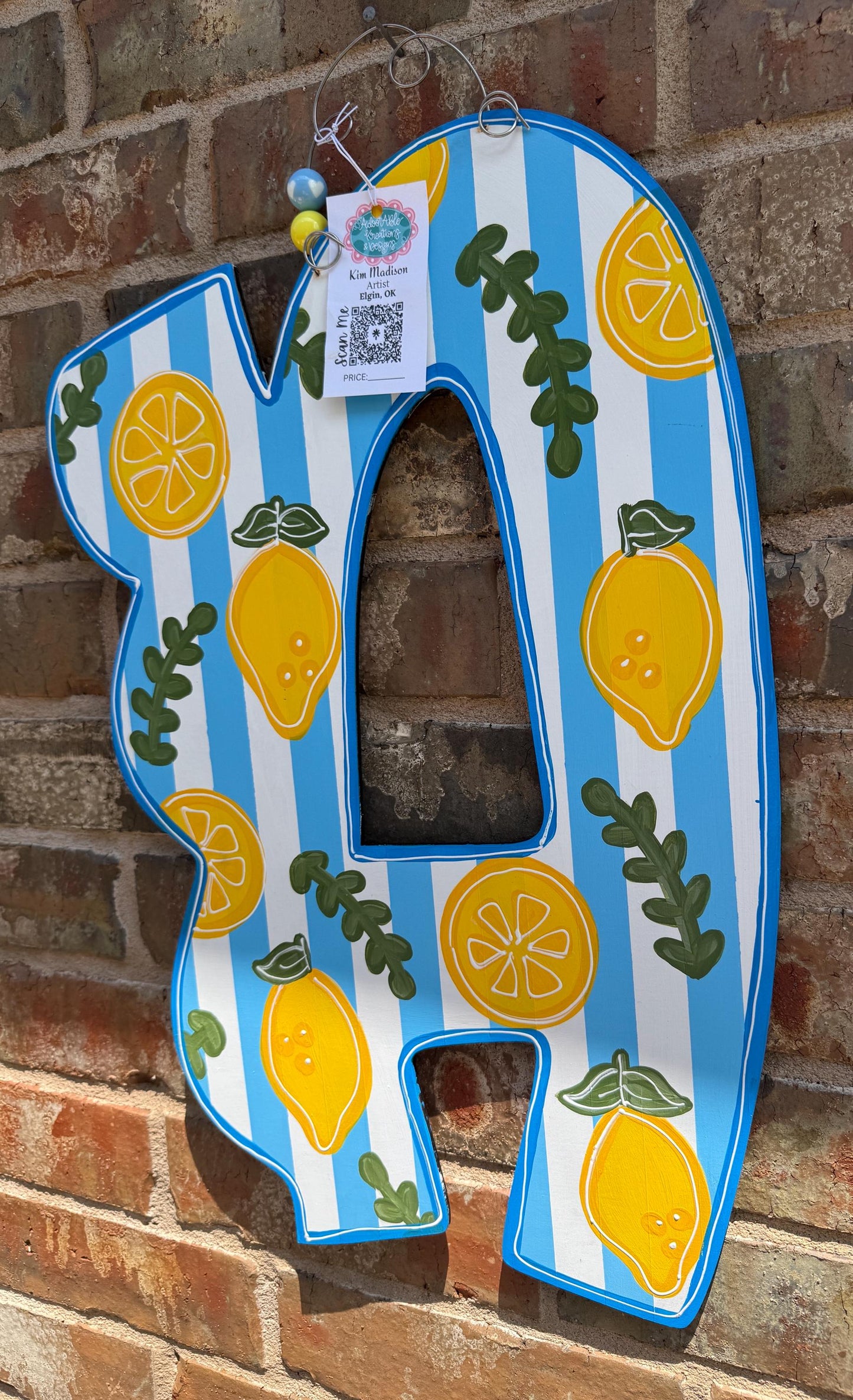 Lemon Letter door hanger, Choose your letter, 15"x22"