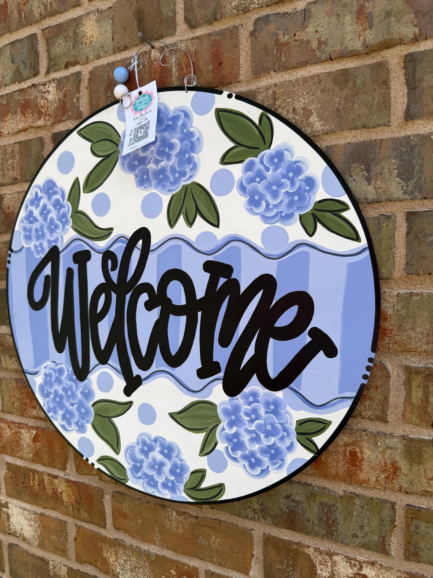 Welcome Hydrangeas Door Hanger, 22" round