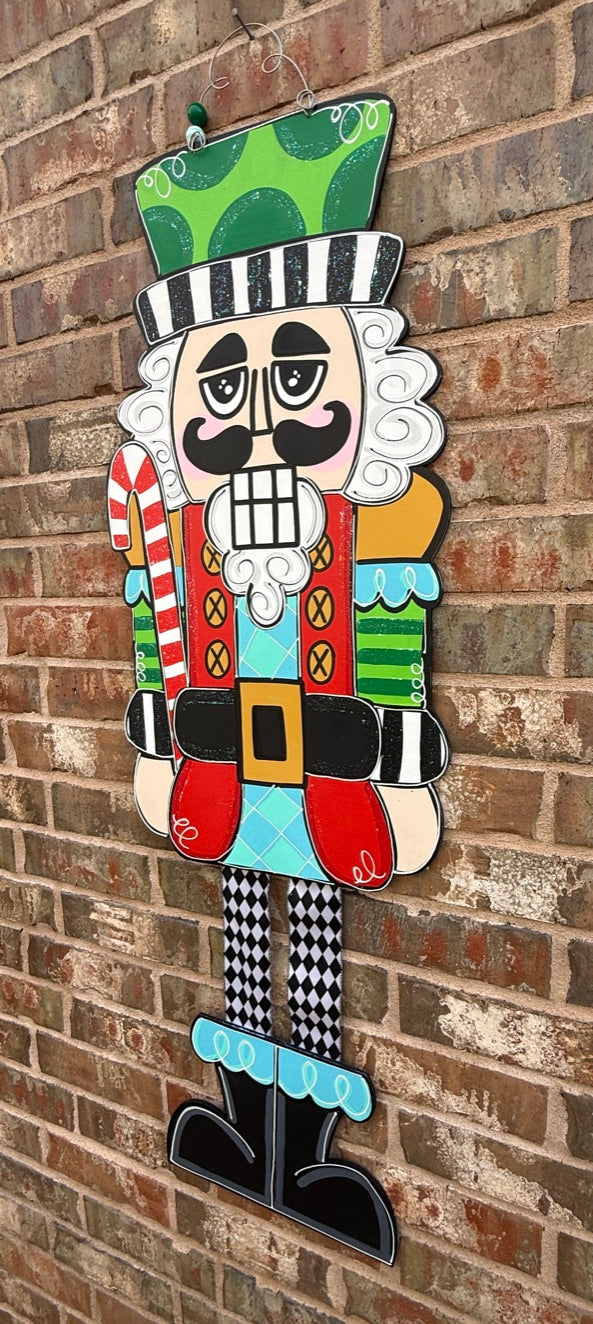 Giant Nutcracker Candy Cane with Ribbon Legs Door Hanger