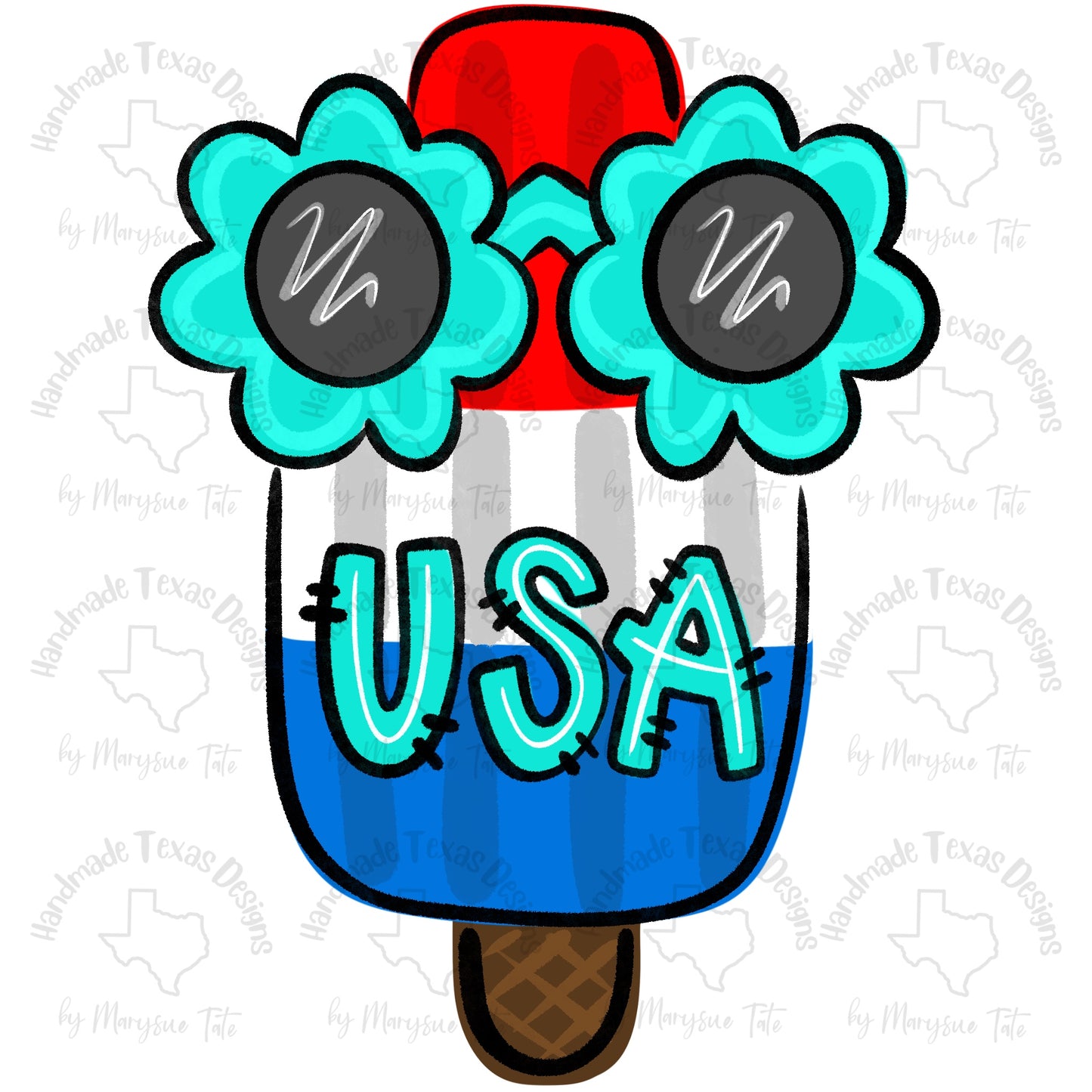Bomb Pop w/glasses - Handmade Texas Designs