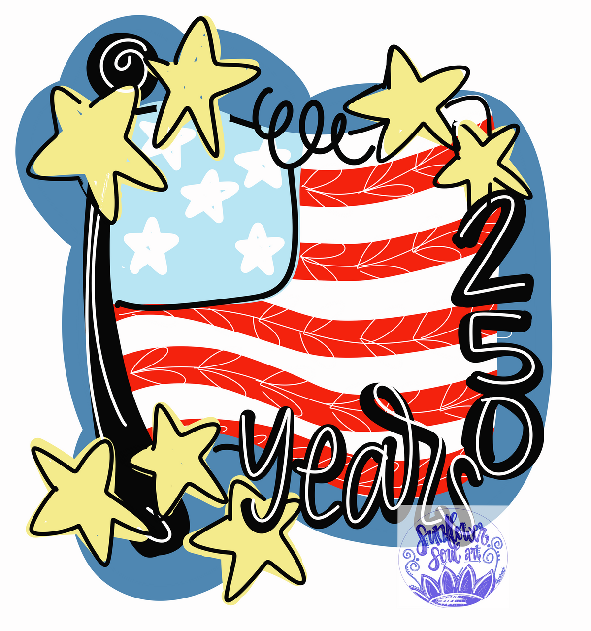 250 Years Flag - Sunflower Soul Art