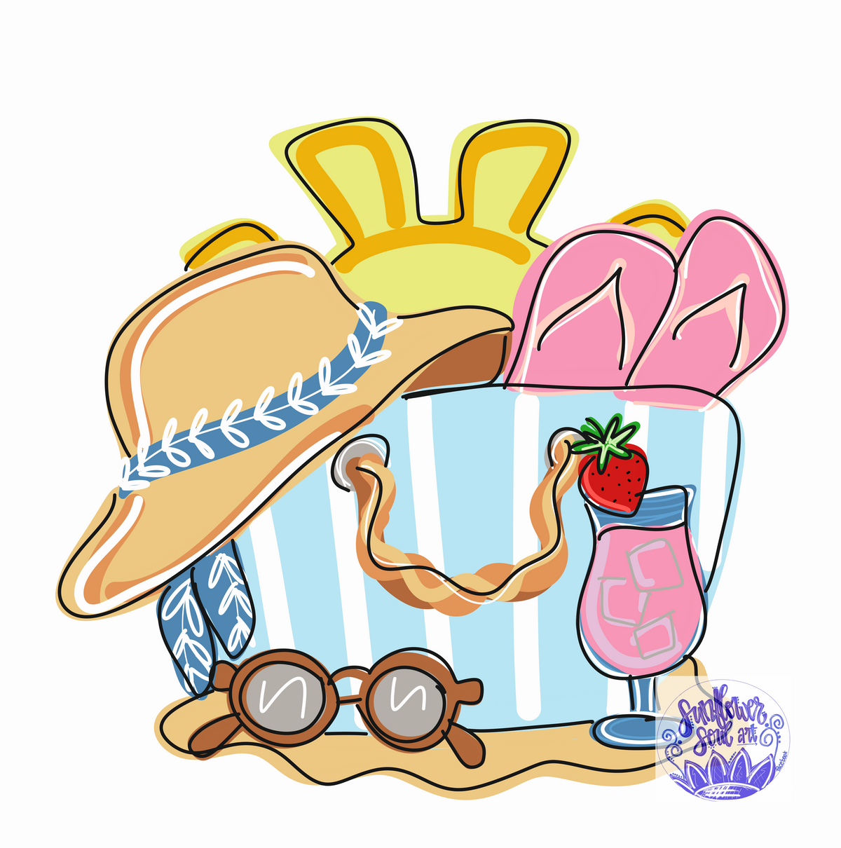 Beach Bag with Sun - Sunflower Soul Art