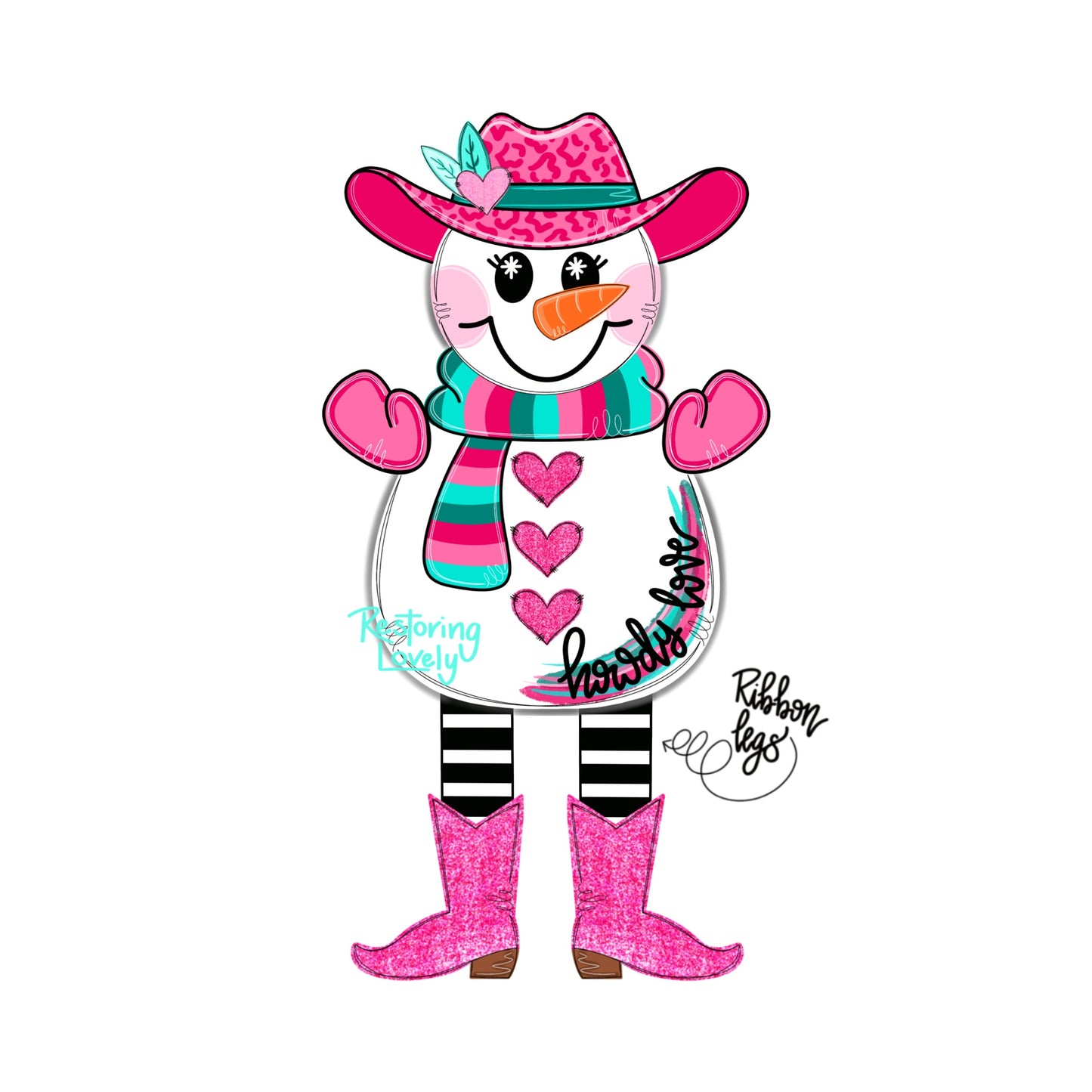 Howdy Love Snowman Ribbon Legs - Restoring Lovely