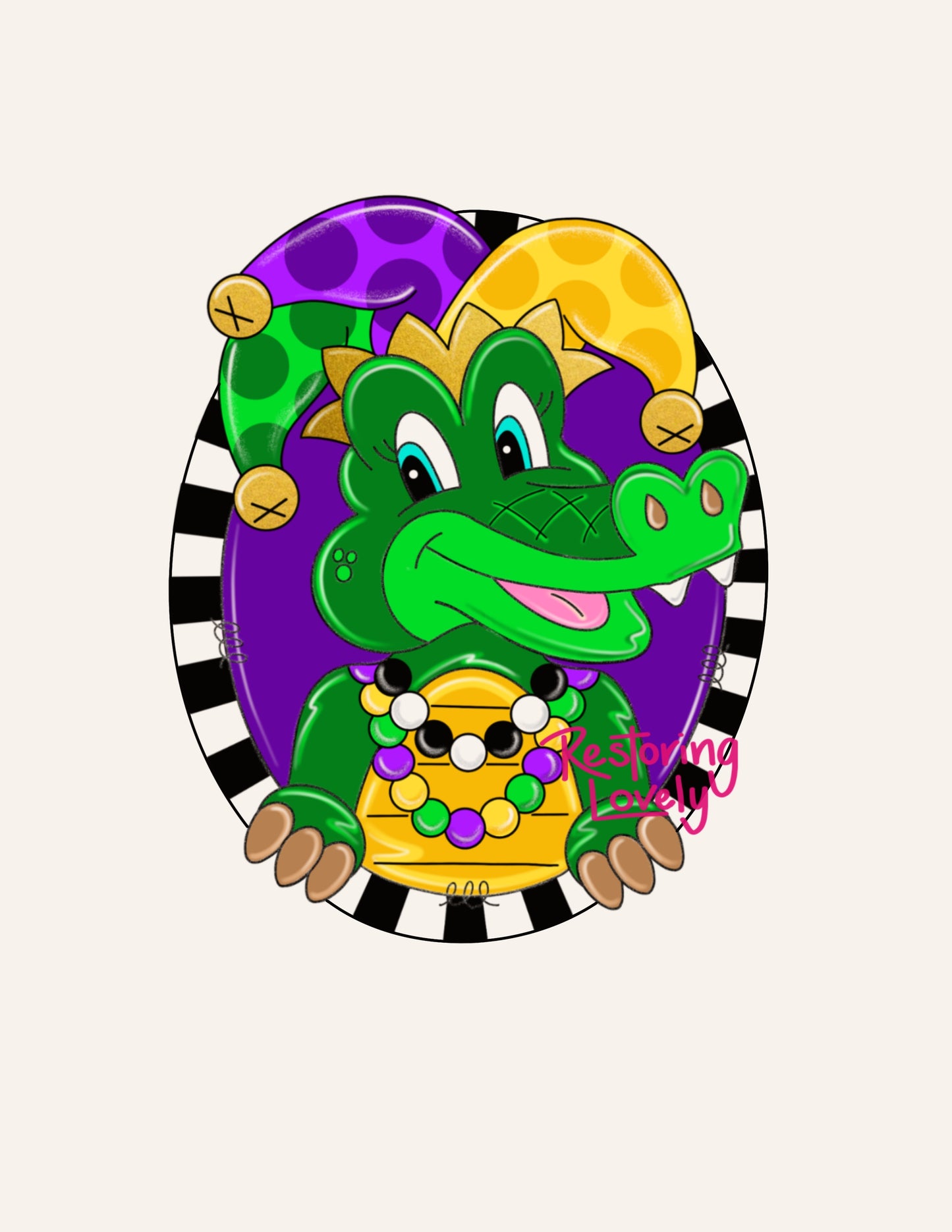 Mardi Gras Gator - Restoring Lovely