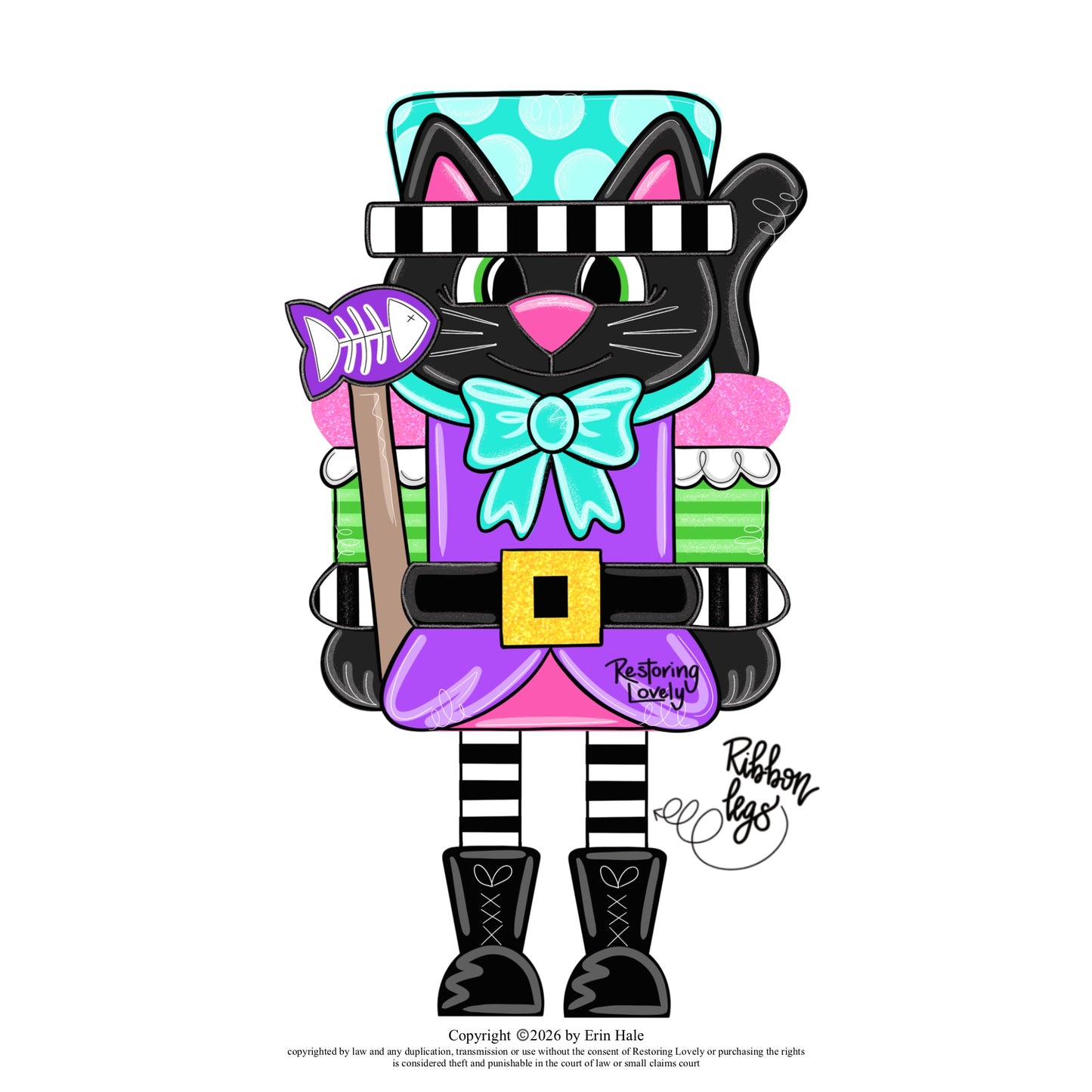 Ribbon Leg Cat Nutcracker - Restoring Lovely