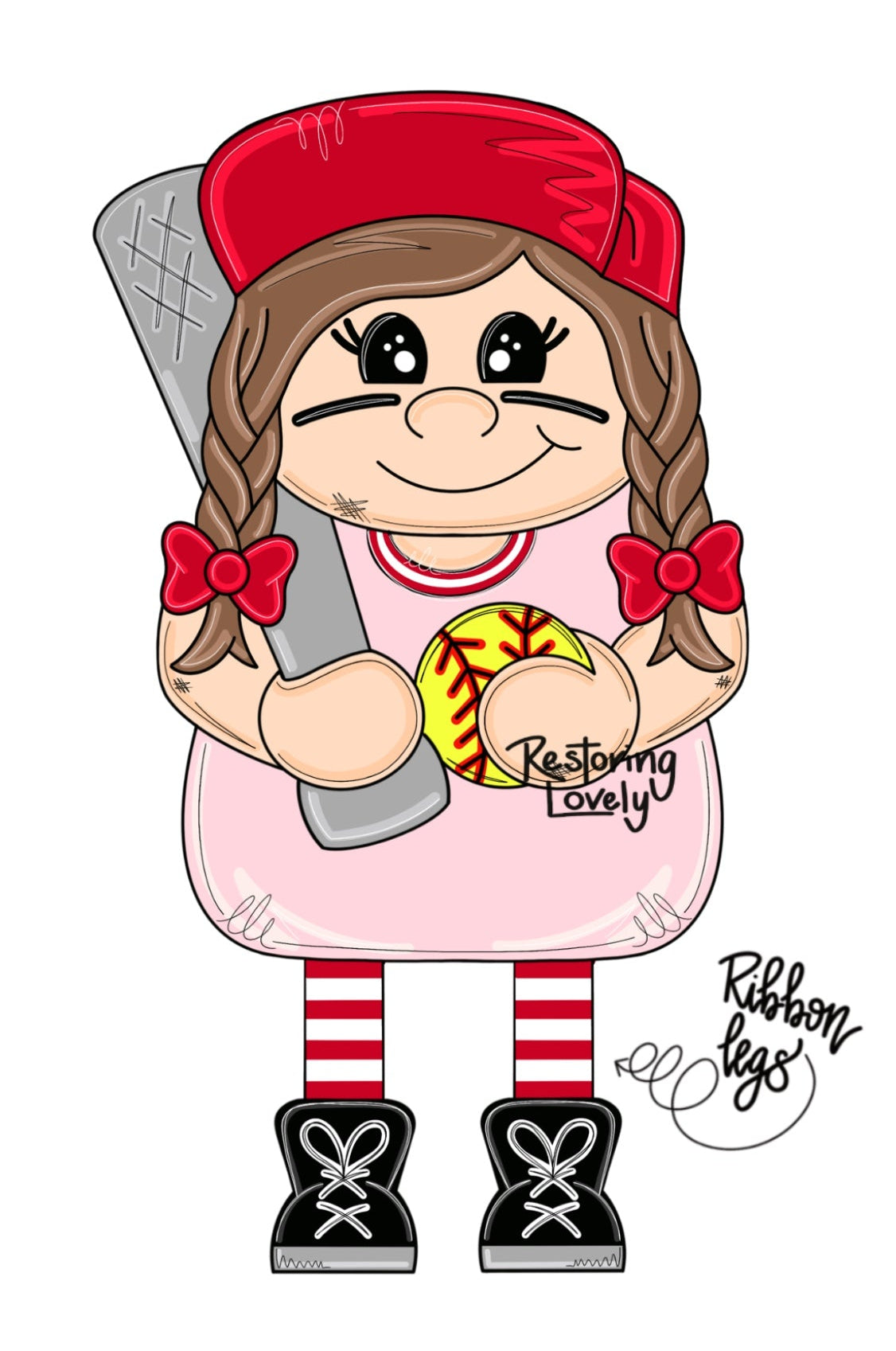 Ribbon Leg Softball Player - Restoring Lovely