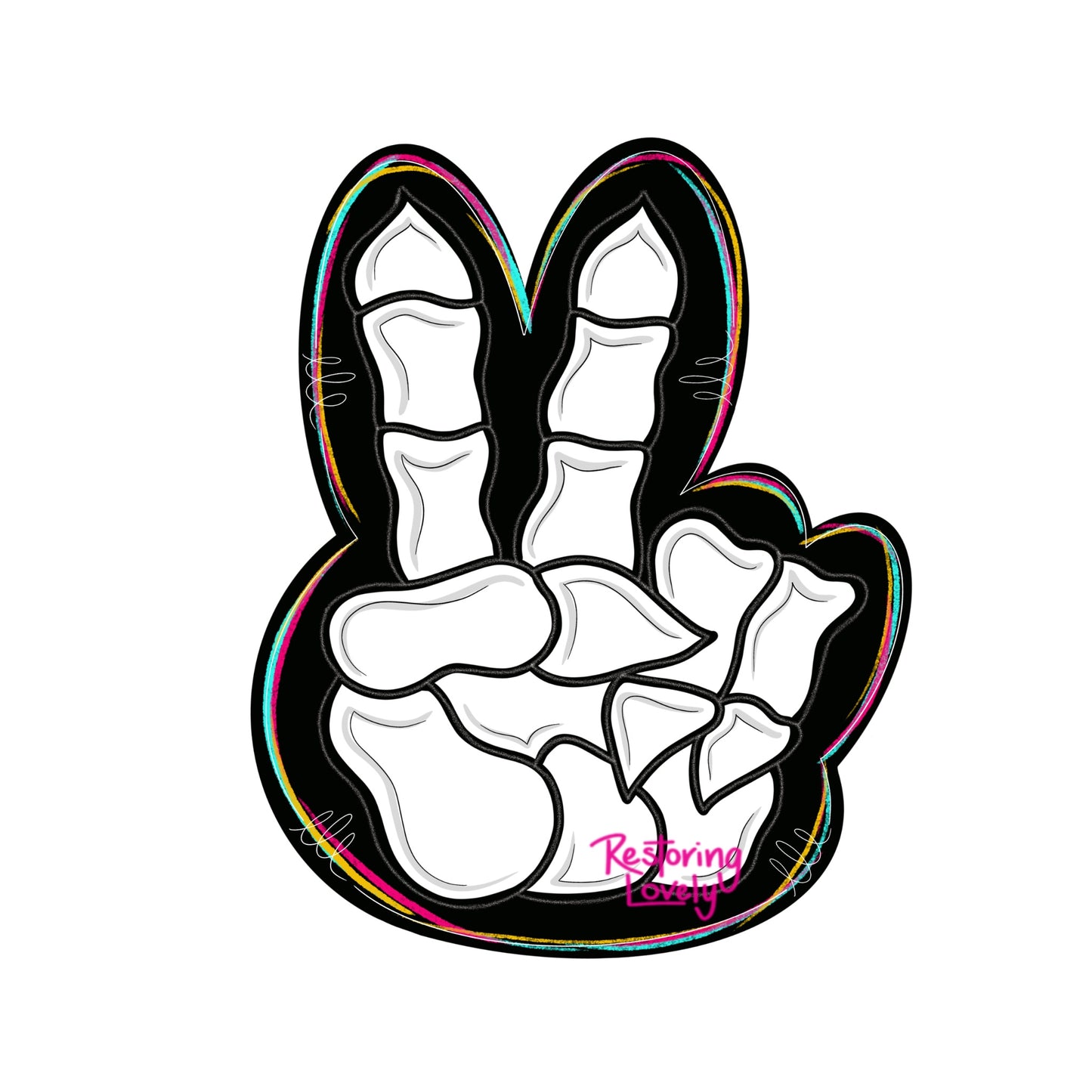 Skeleton Peace Hand - Restoring Lovely