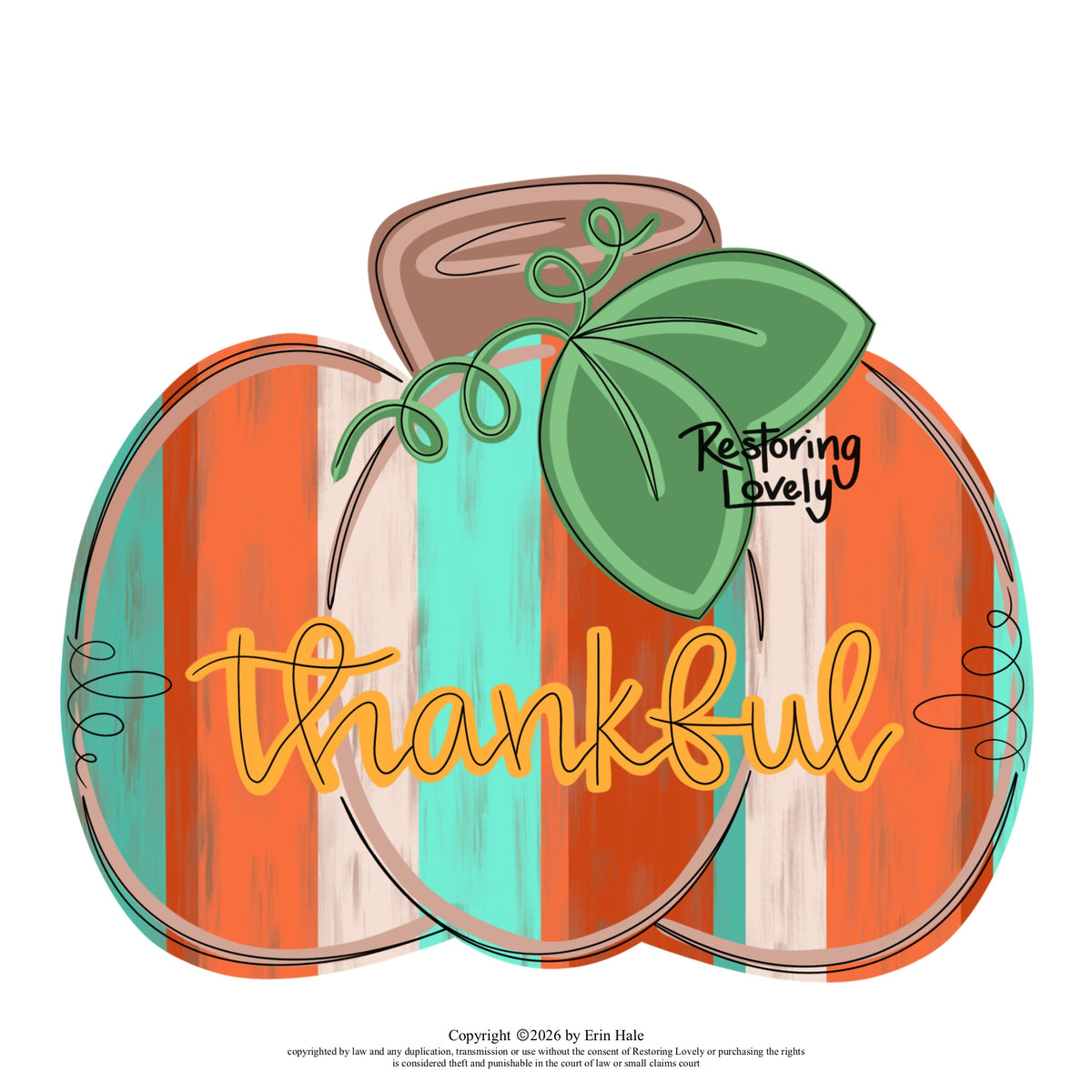 Striped Thankful Pumpkin - Restoring Lovely