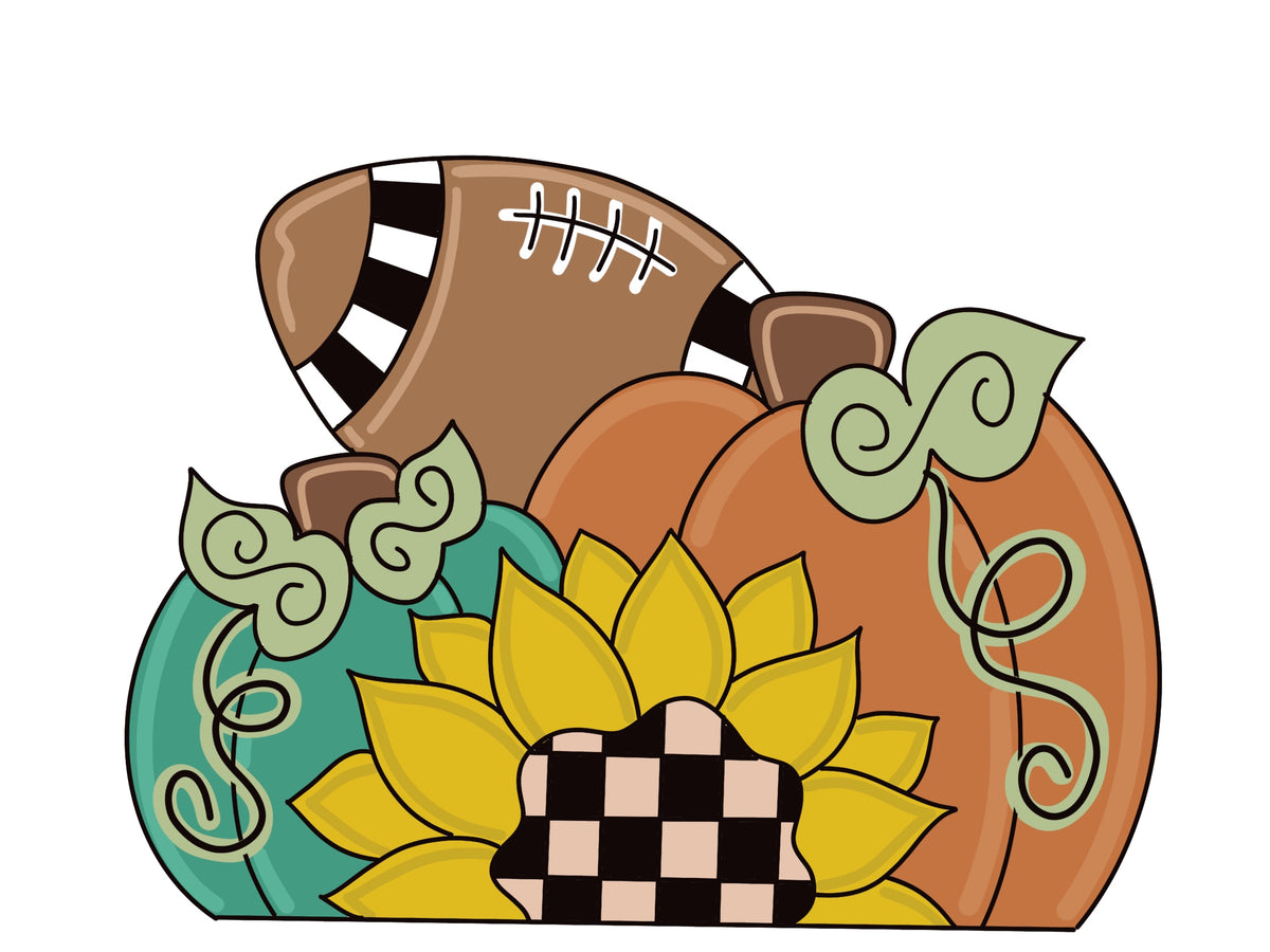 Teal Pumpkin Sunflower Football - Painted Beauty Designs