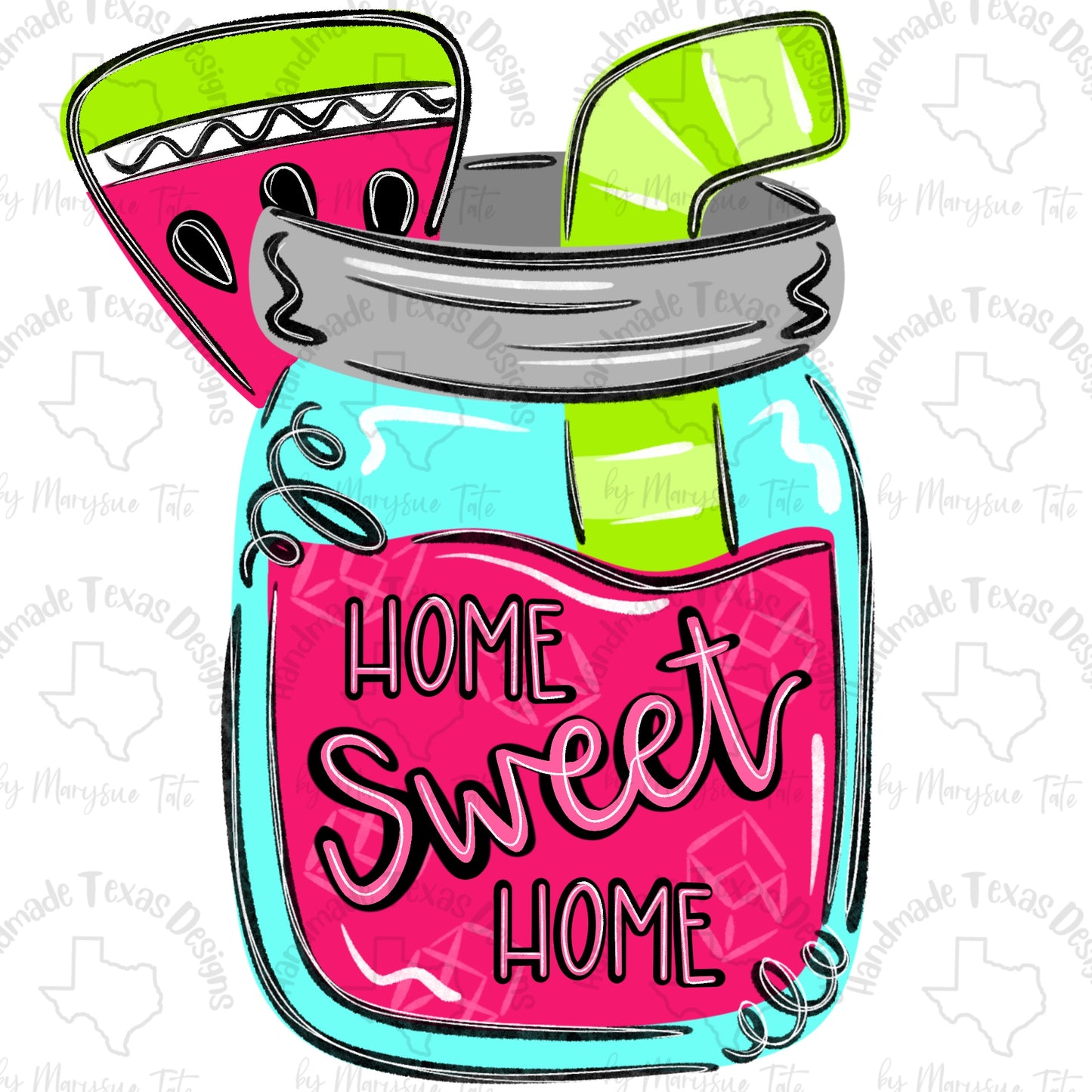 Watermelon Mason Jar - Handmade Texas Designs