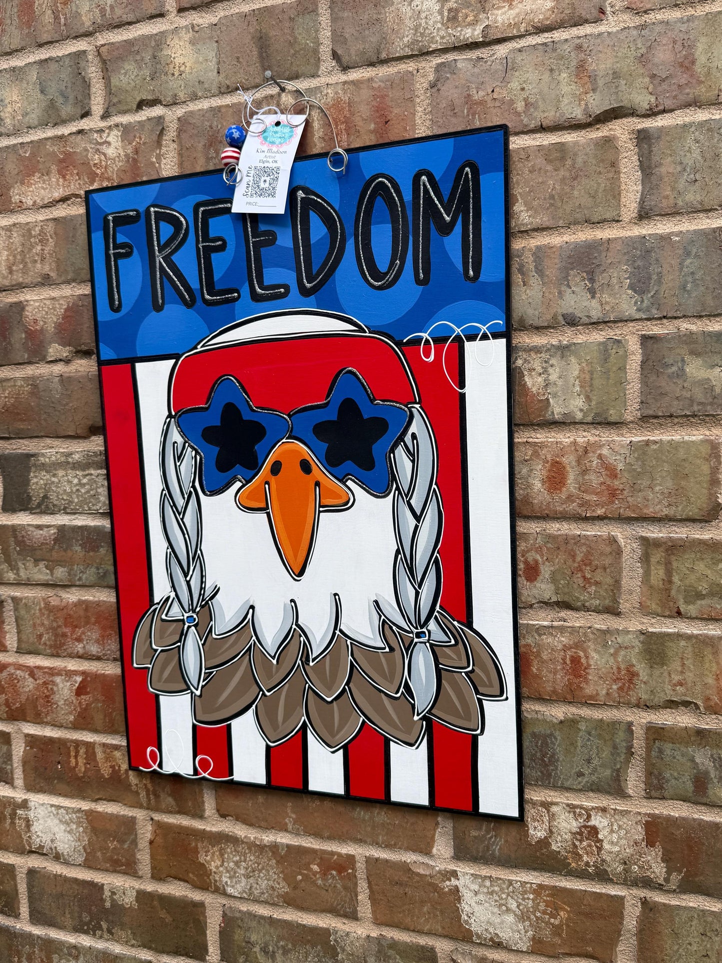 Willie Patriotic Eagle door hanger, Merica, USA, 4th of July, Independence Day, 16"x23"