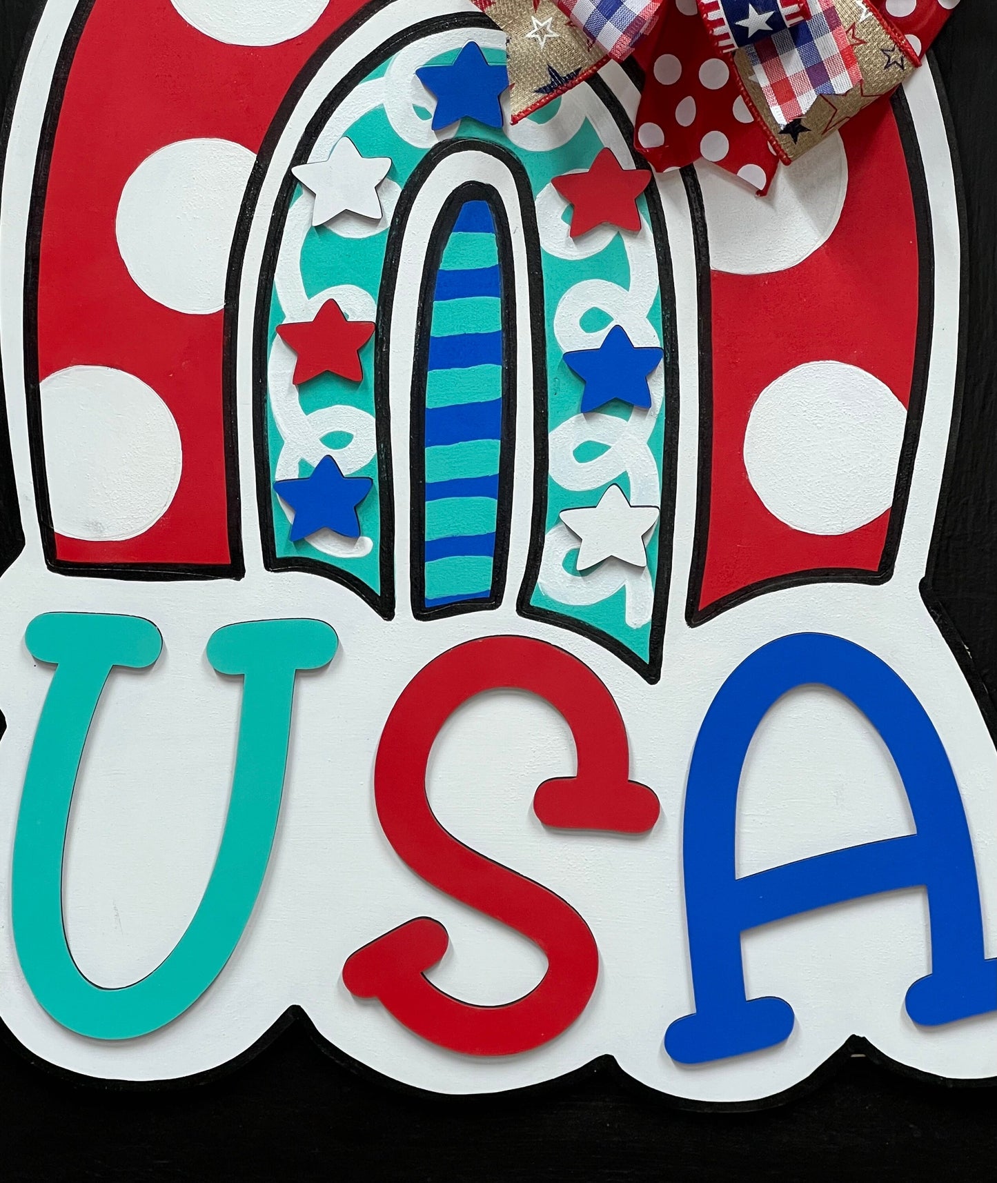 3D USA Rainbow Door Hanger, Patriotic Star Decor, 4th of July