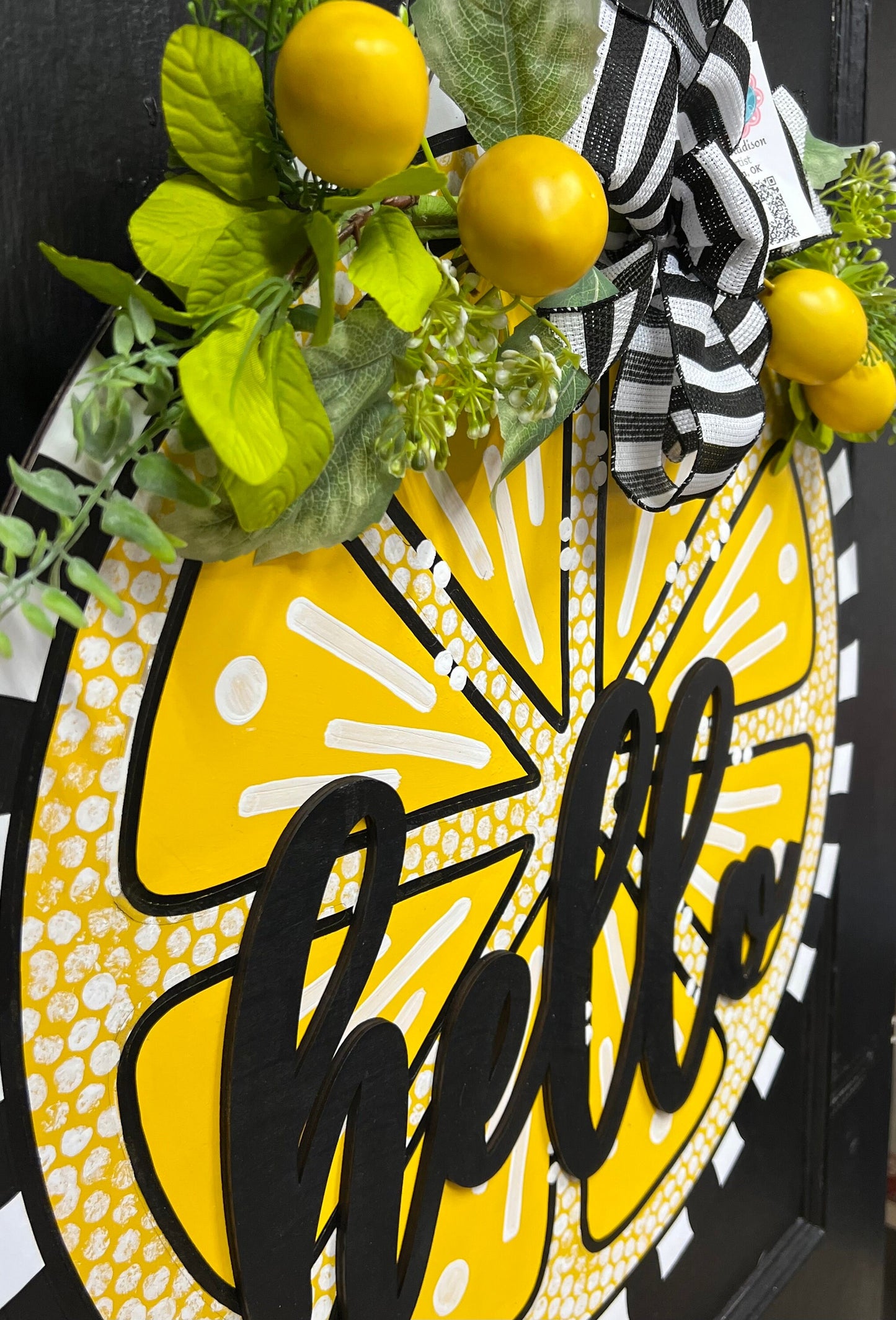 Lemon Hello 3D door hanger, Lemon, door hanger, Summer, 22” round
