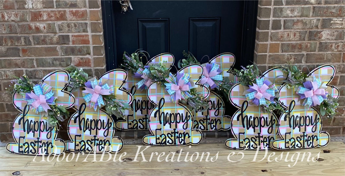 Happy Easter Bunny Door Hanger, Spring Decor (18"x20")