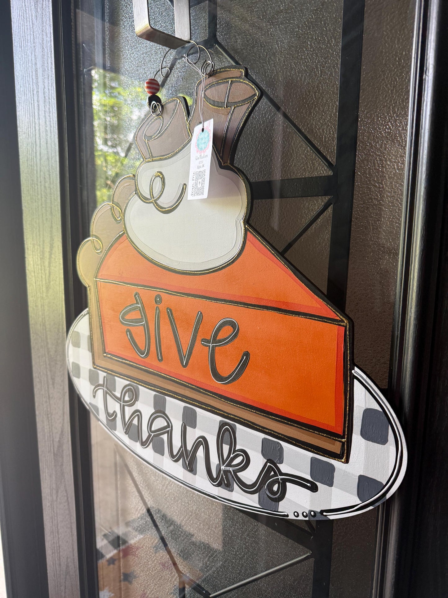 Give Thanks Pumpkin Pie Door Hanger, Fall Decor (19"x23")