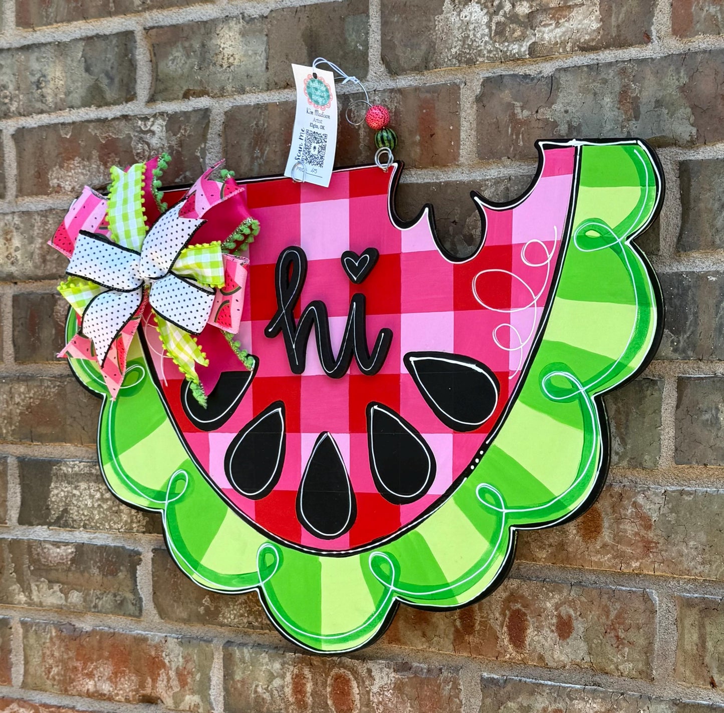Watermelon Door Hanger: Summer Painted Birch Decor (19"x23")