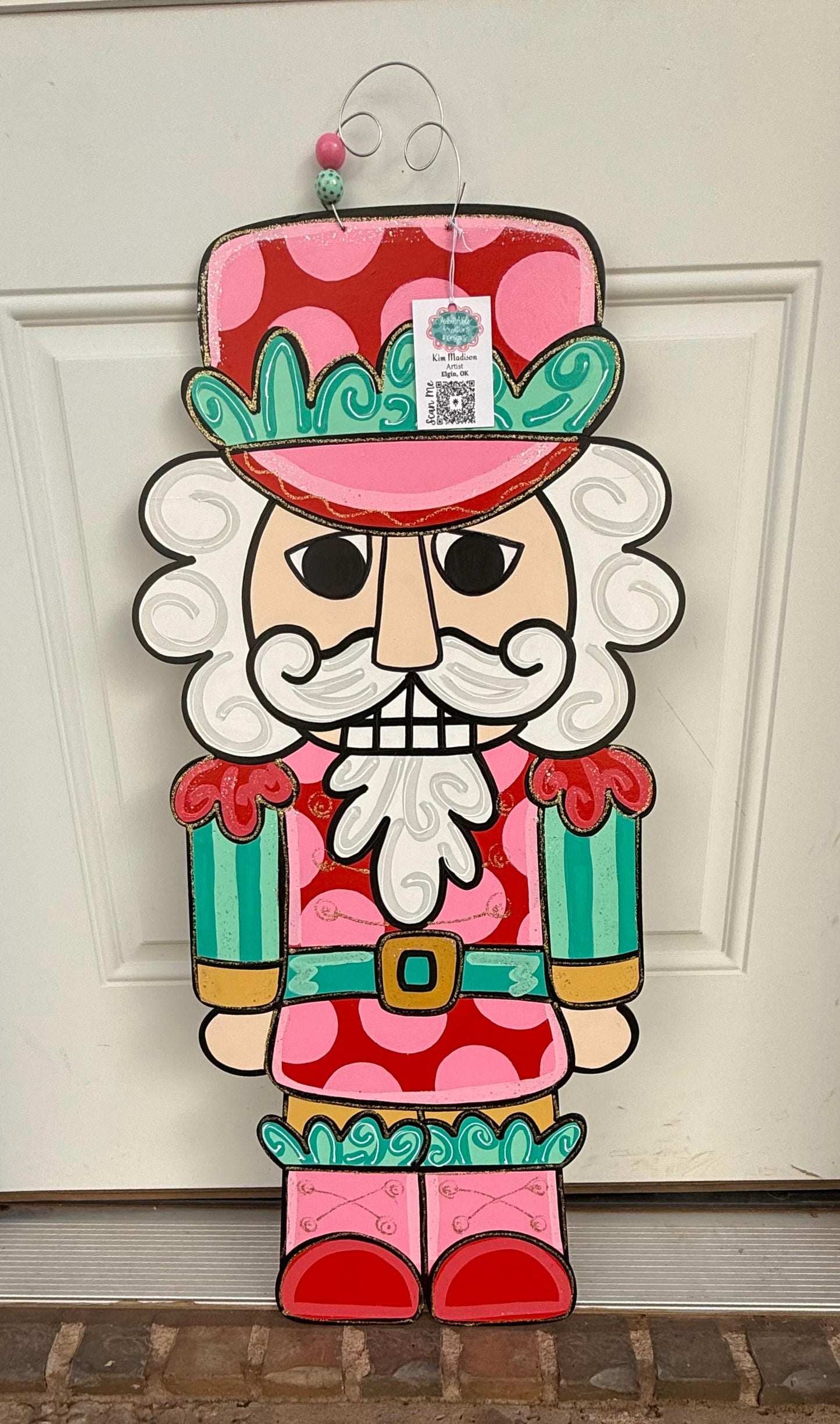 Hand Painted Nutcracker Door Hanger, Christmas Decor, 16”x34