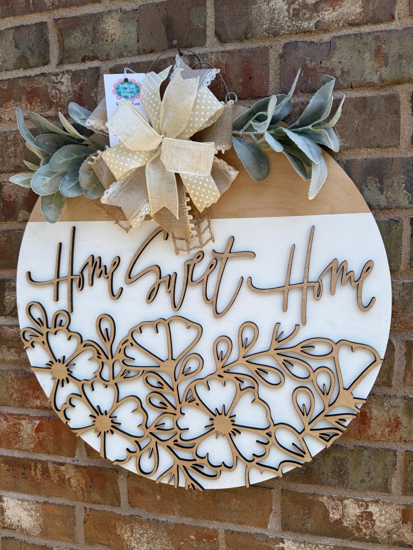 3D Home Sweet Home Door Hanger, Everyday Decor (22" Round)