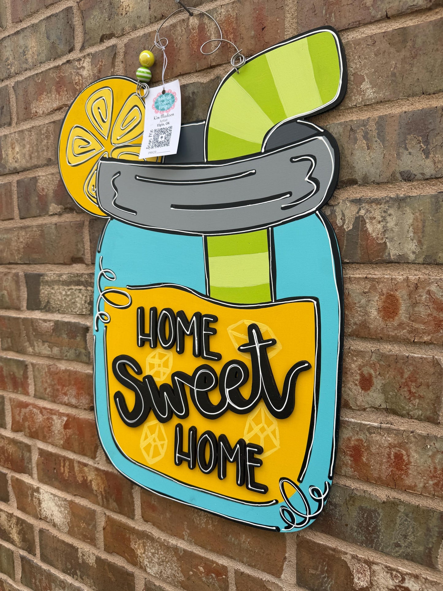 Lemonade Mason Jar Door Hanger, Summer Sign (17"x23")