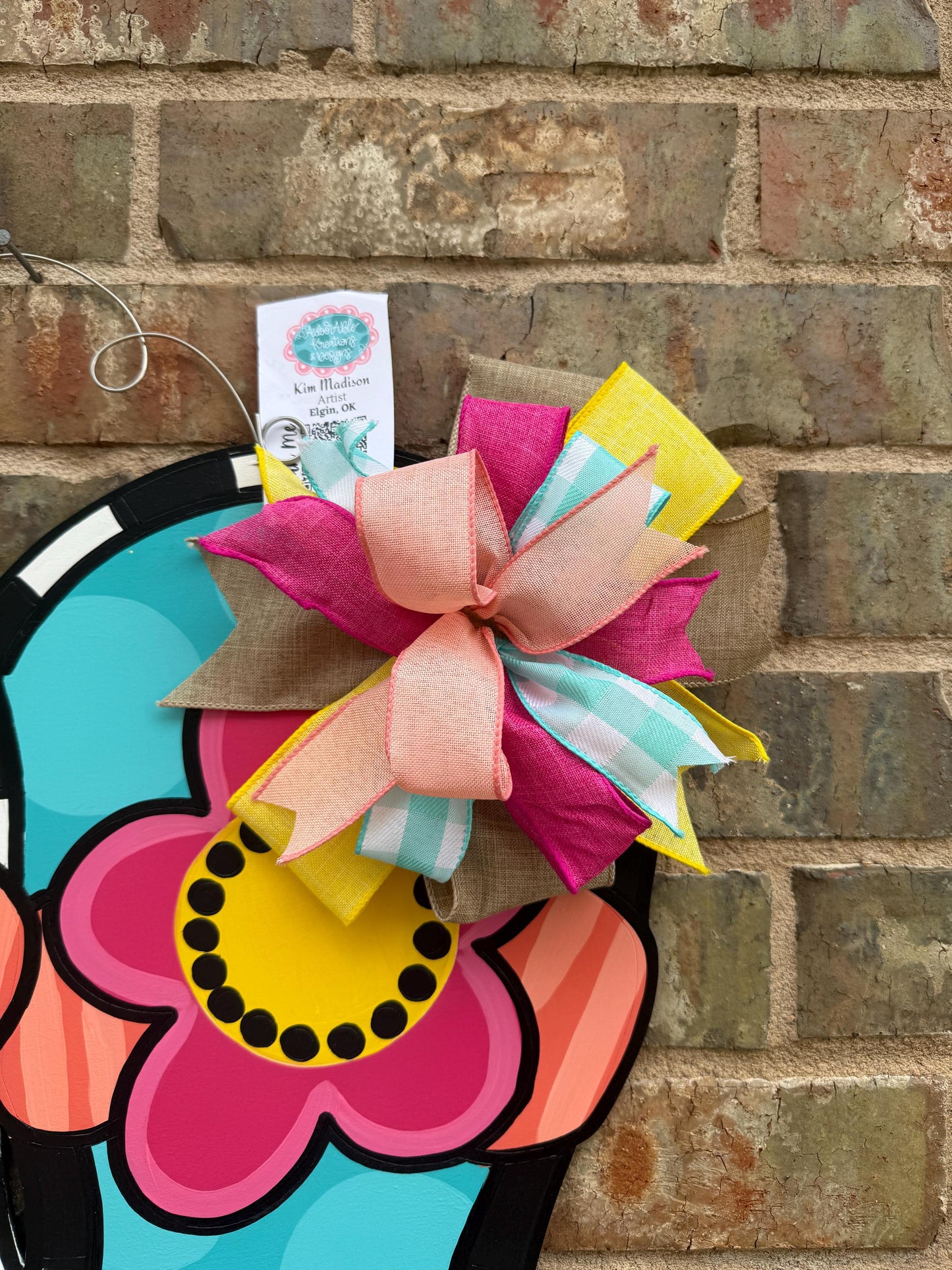 Summer Flower Flip Flop Door Hanger, Painted Wood Decor