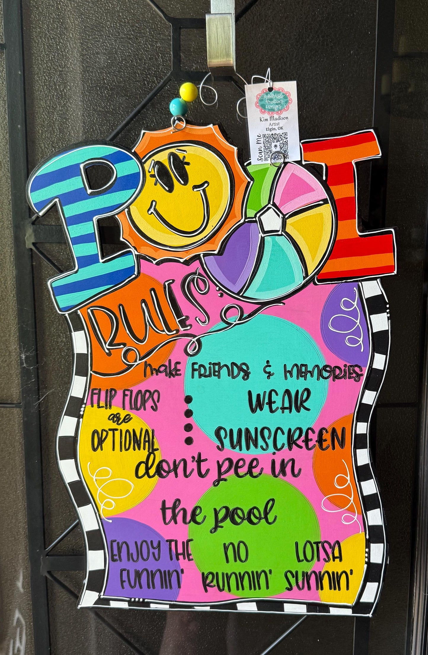 Pool Rules, Pool, door hanger, Summer, 17"x23"