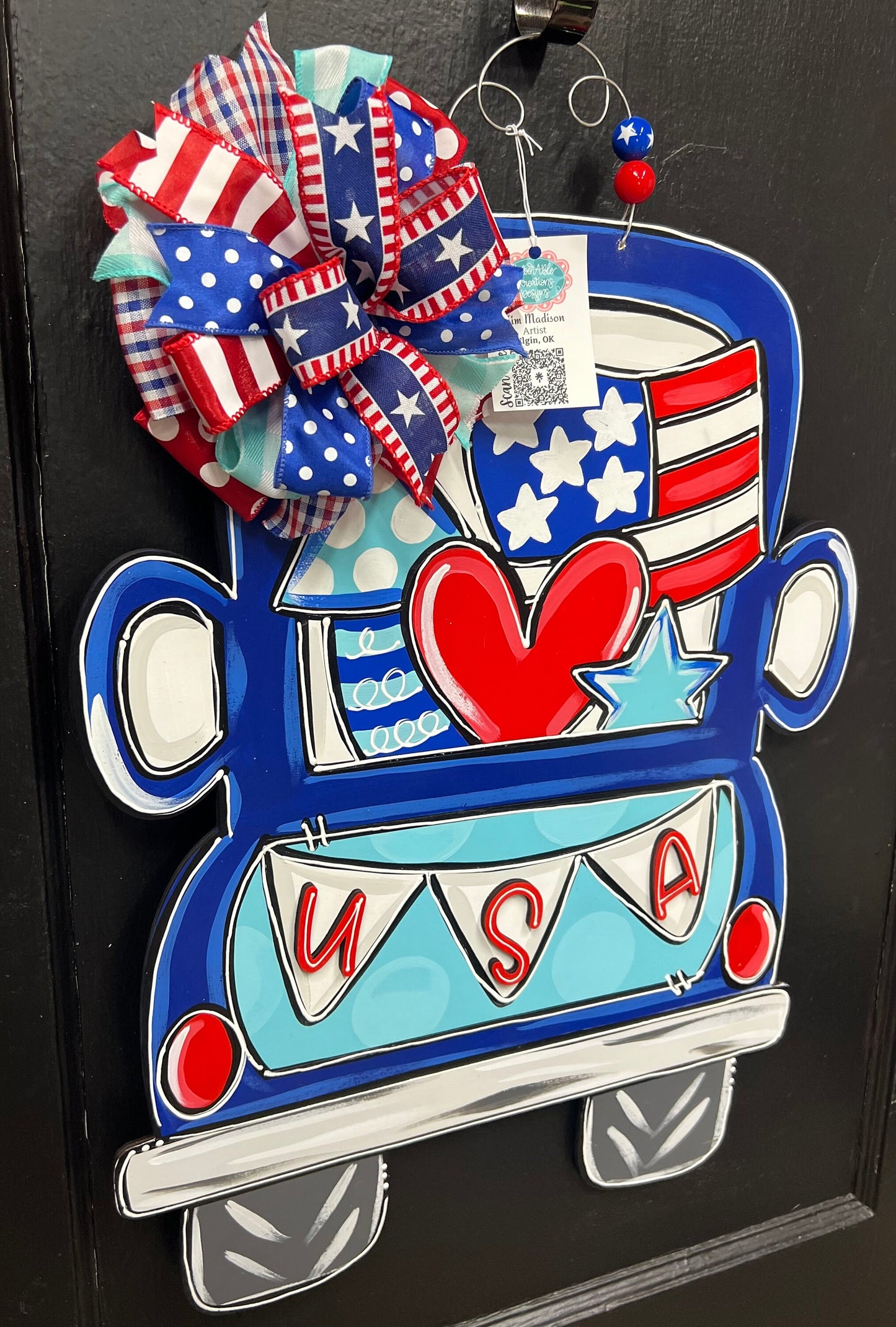 USA Truck Door Hanger, Patriotic Decor, 4th of July, 19x22