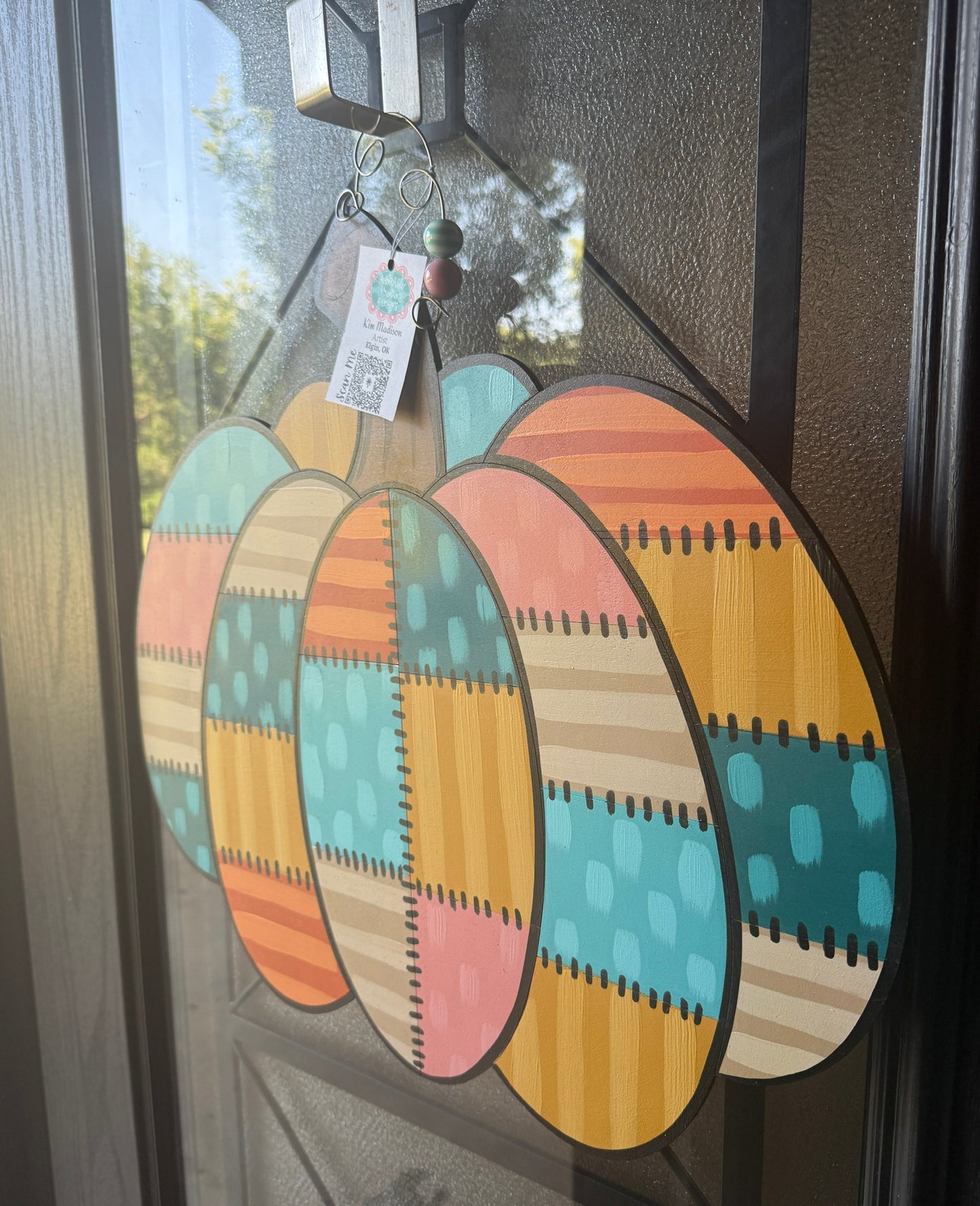 Patchwork Pumpkin Door Hanger
