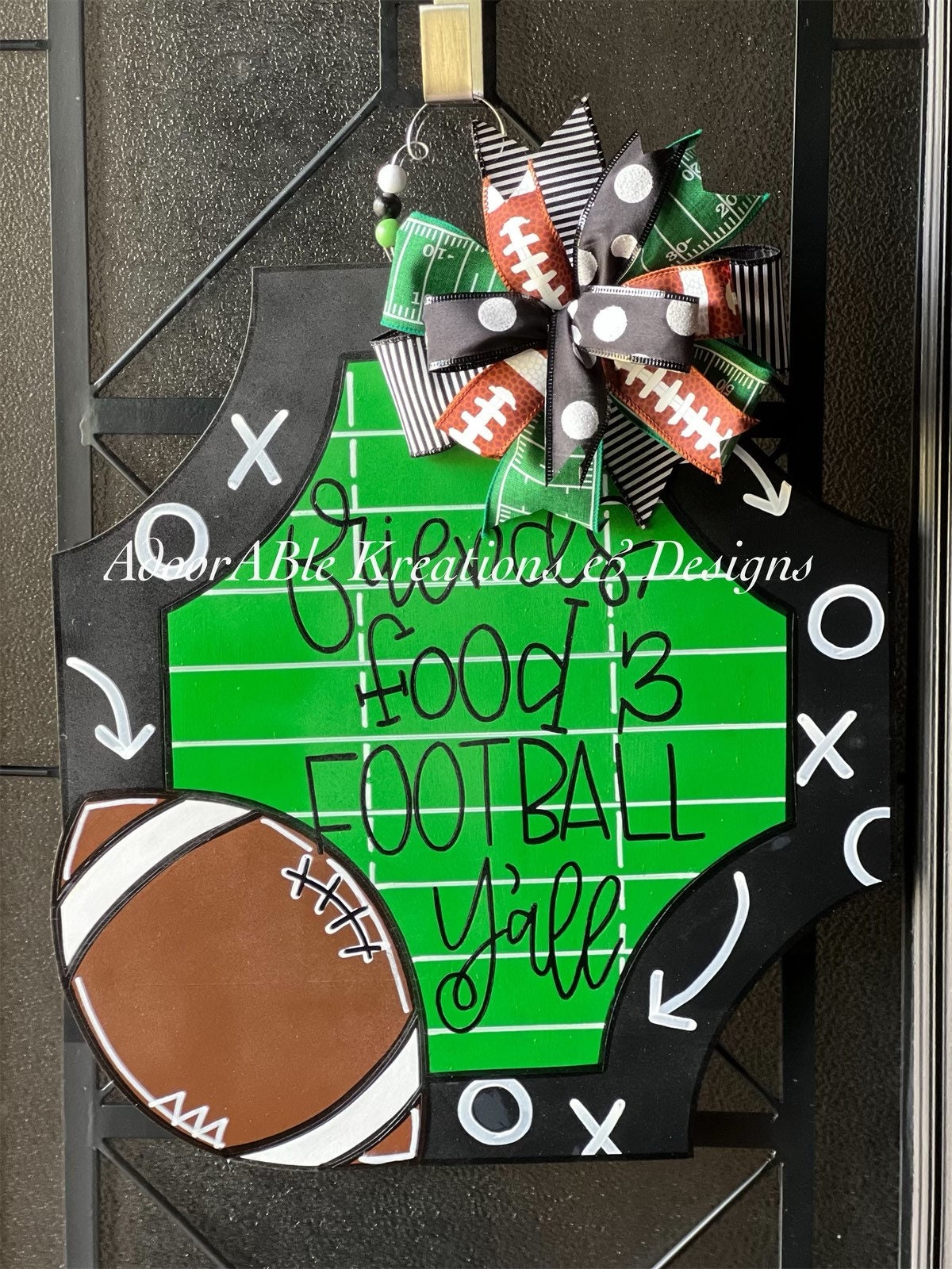 Football Door Hanger, Fall Decor, Hand Painted Birch Plywood