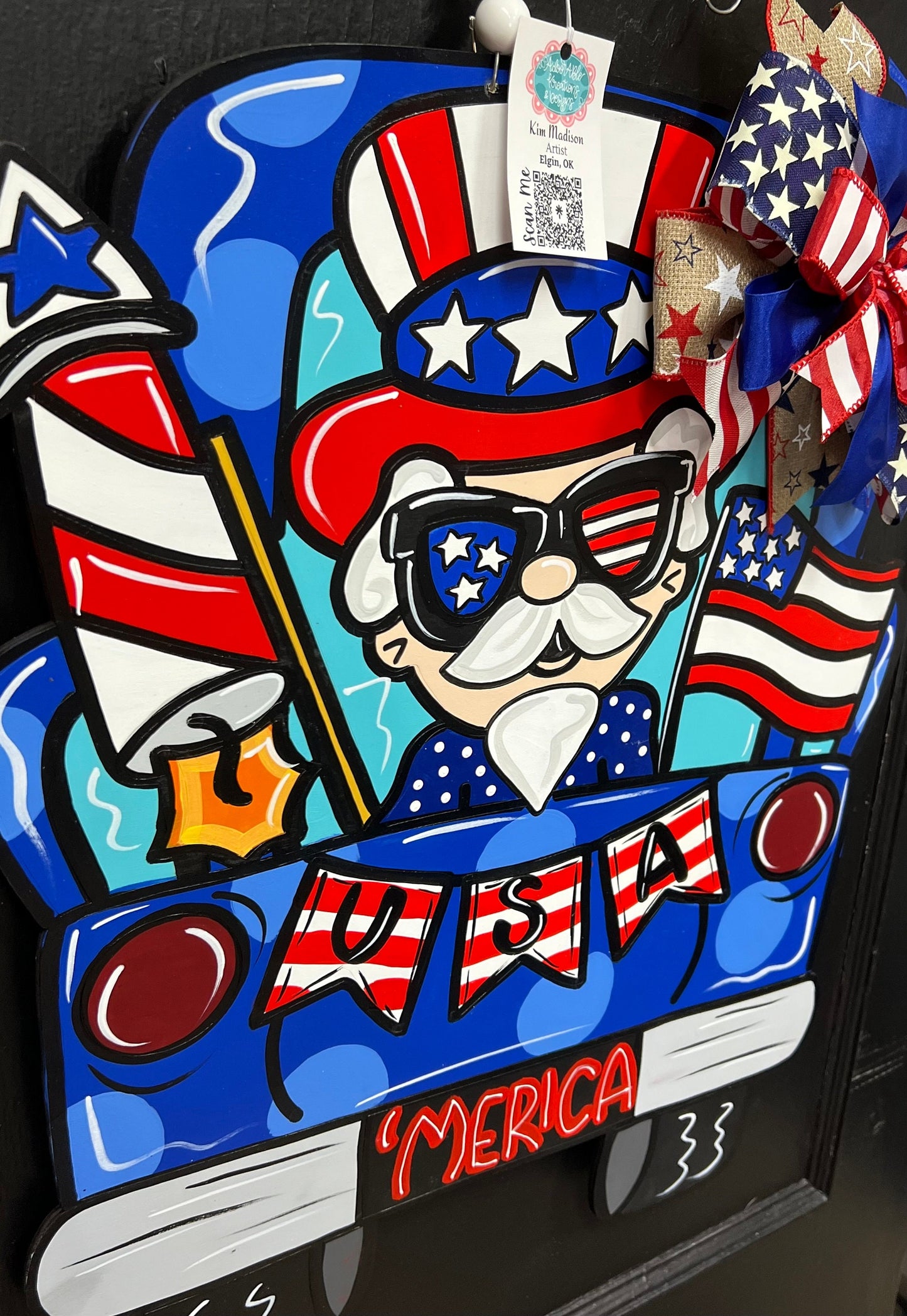 Uncle Sam Truck Door Hanger, 4th of July Decor (19"x22")