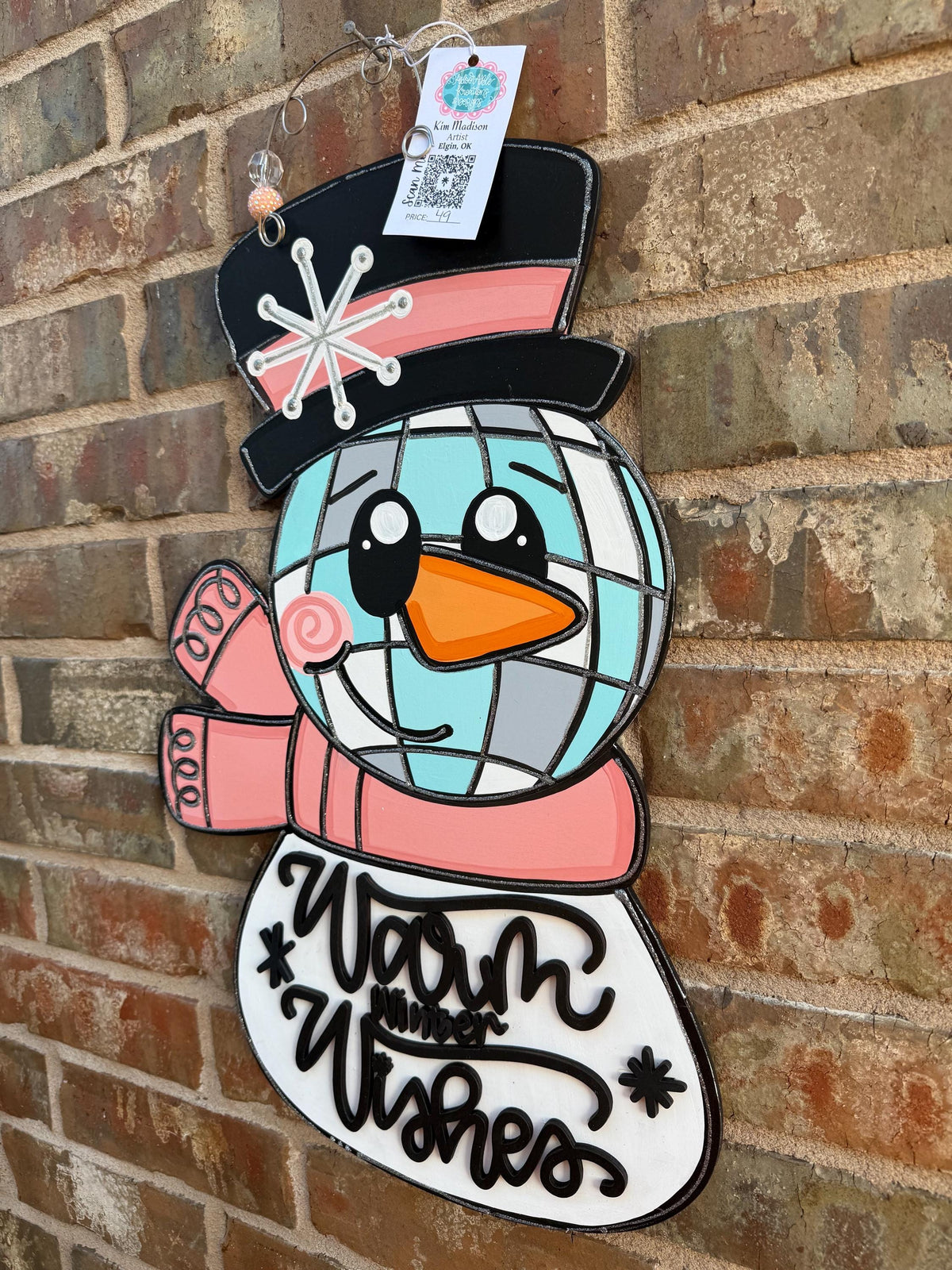 Warm Winter Wishes Snowman Door Hanger (15"x22")