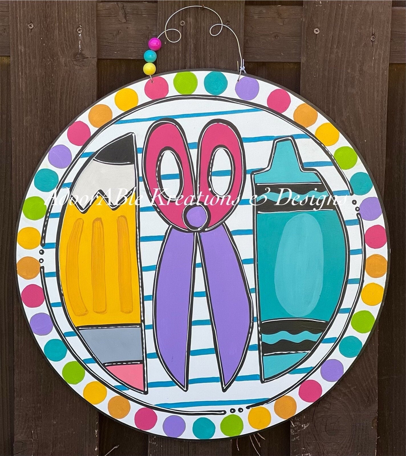 Pencil, Scissors and Crayon door hanger, Teacher gift, Teacher Appreciation Day,  personalization