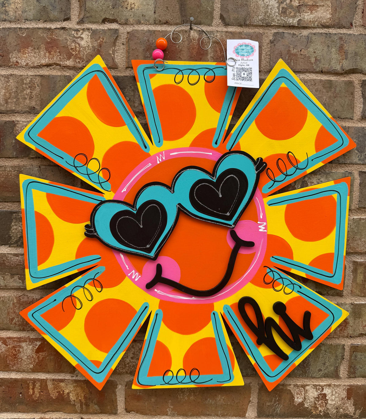 Summer Sun Door Hanger with Sunglasses, Beach Decor (22"x22")