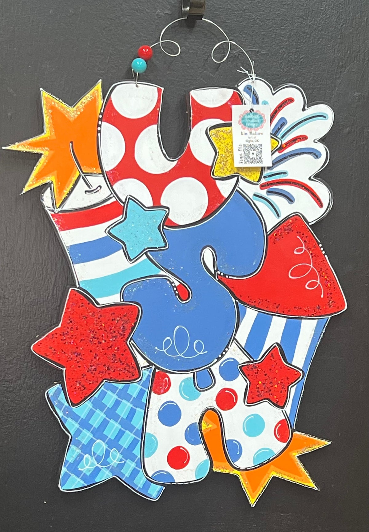 Hello Firecracker USA Door Hanger, 4th of July Decor (19x23)