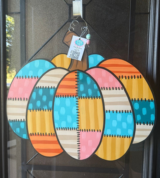 Patchwork Pumpkin Door Hanger