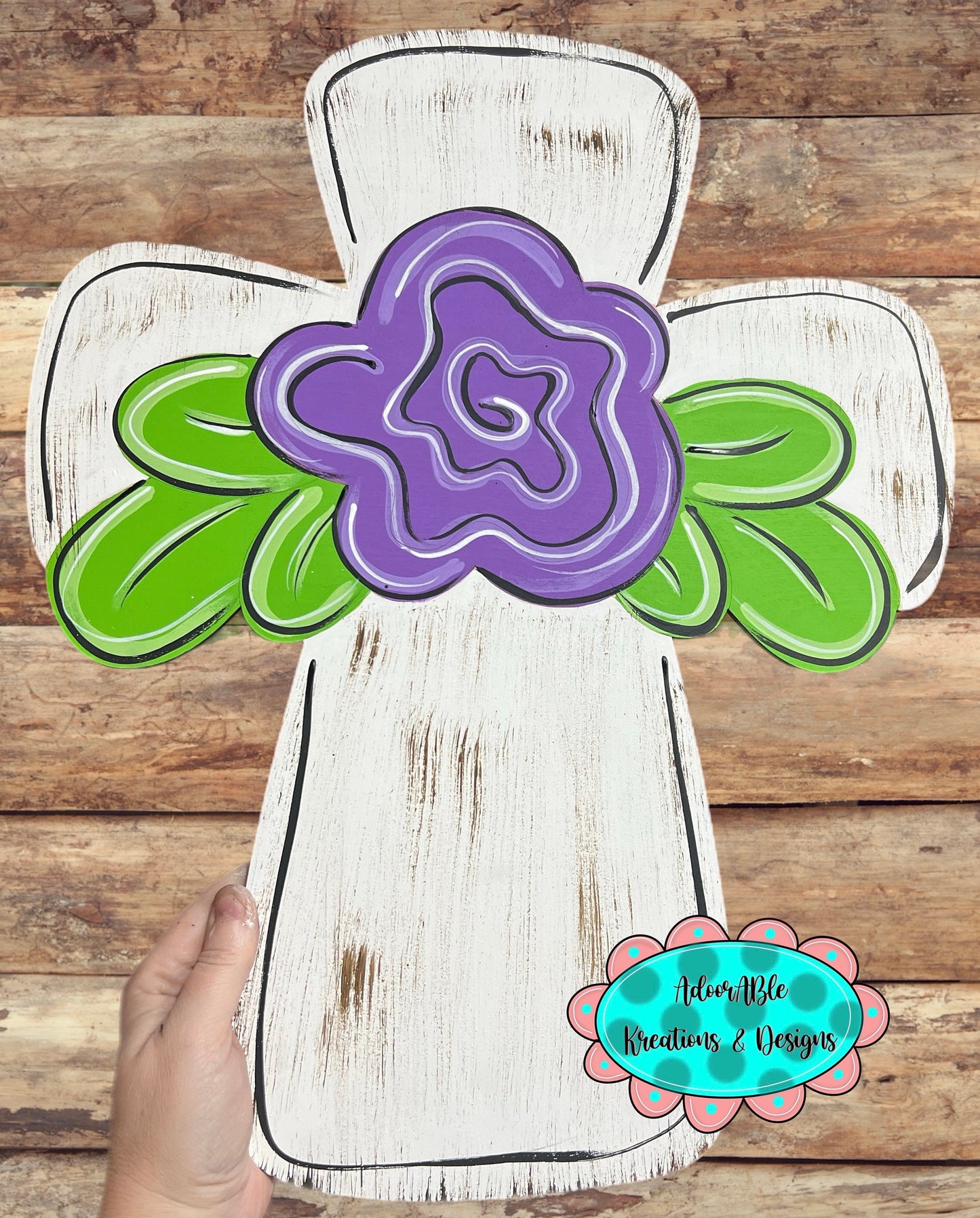 Floral Cross Door Hanger, Easter Spring Decor (19"x21")
