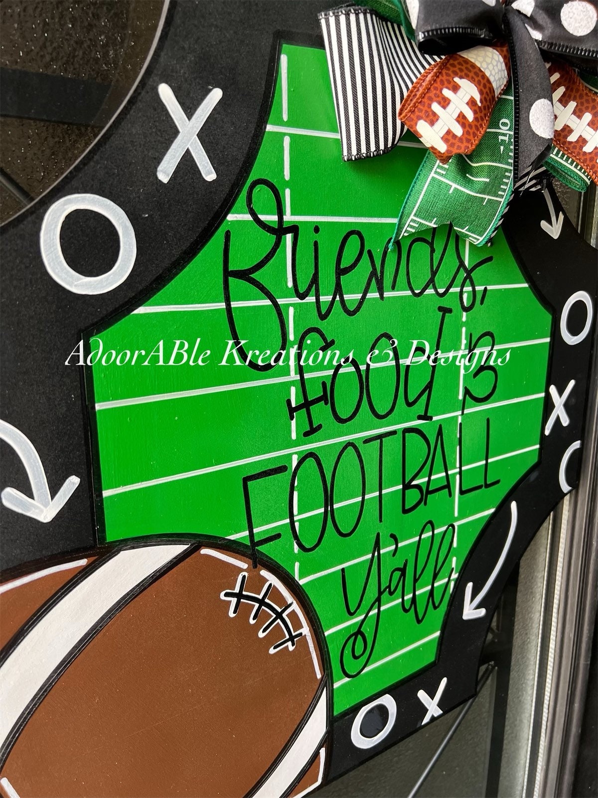 Football Door Hanger, Fall Decor, Hand Painted Birch Plywood