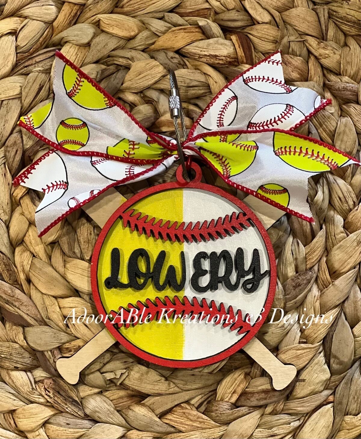 Personalized Baseball Softball Bogg Bag Tag, 3D Plywood Mom Charm