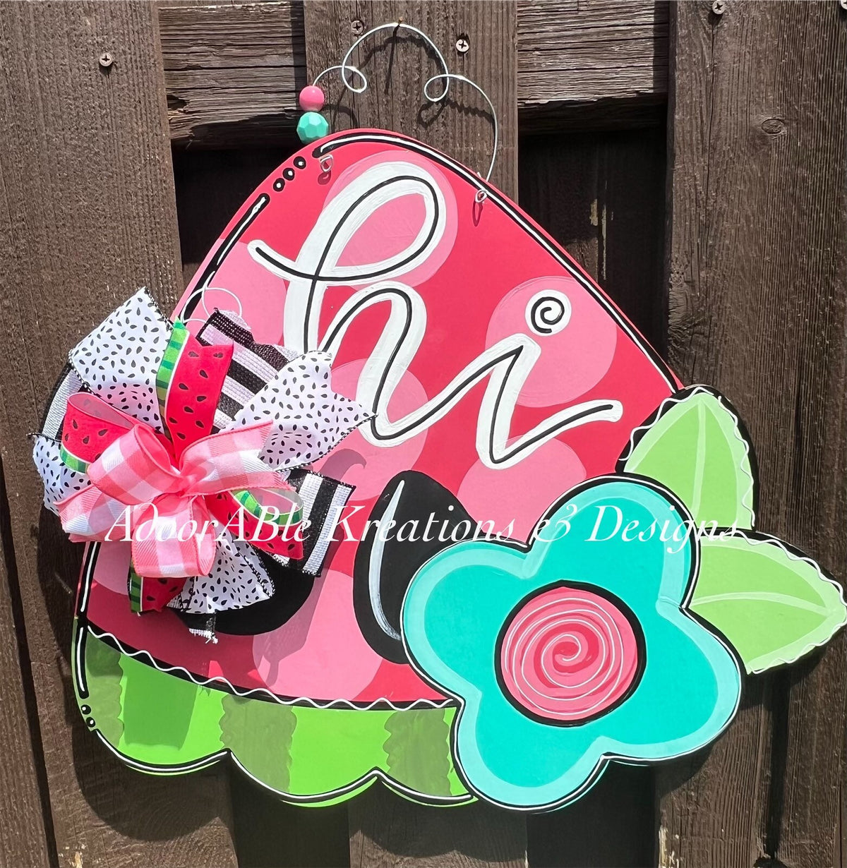 Watermelon Floral Door Hanger, Summer Welcome Sign