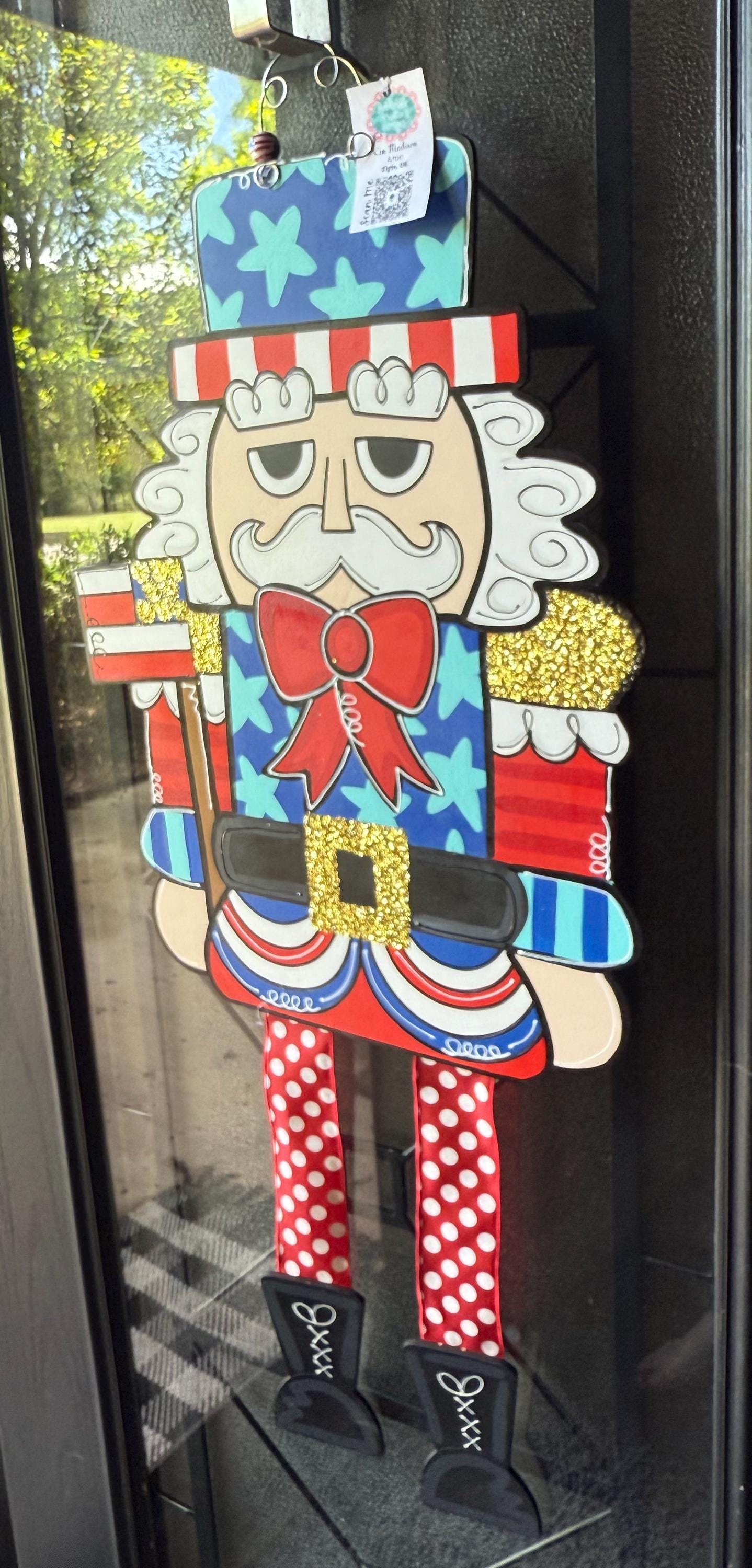 Patriotic Nutcracker Door Hanger, USA Independence Day Decor